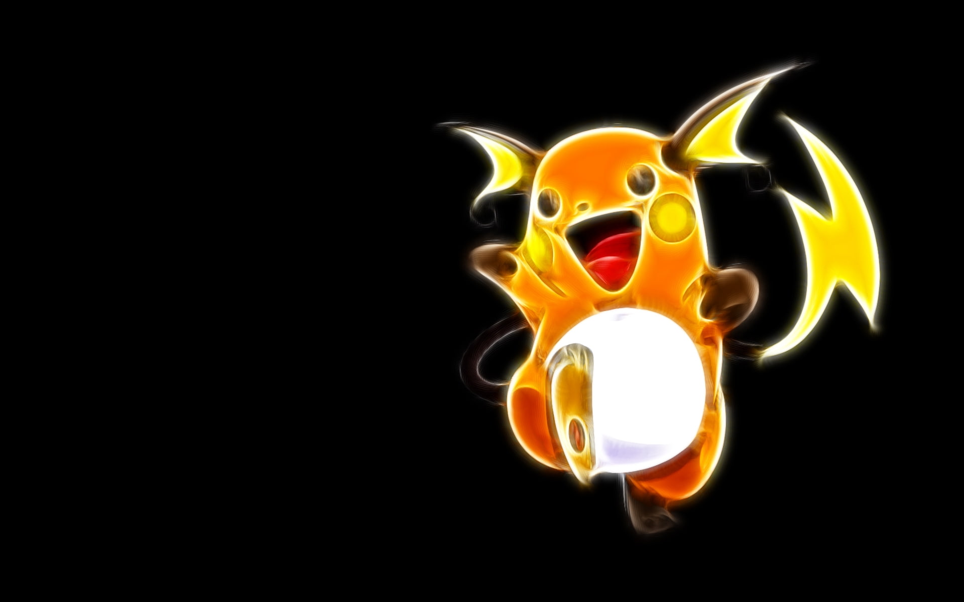 x, 1080P, pokemon, anime, hd, art, black, background, Raichu, simple, HD Wallpaper