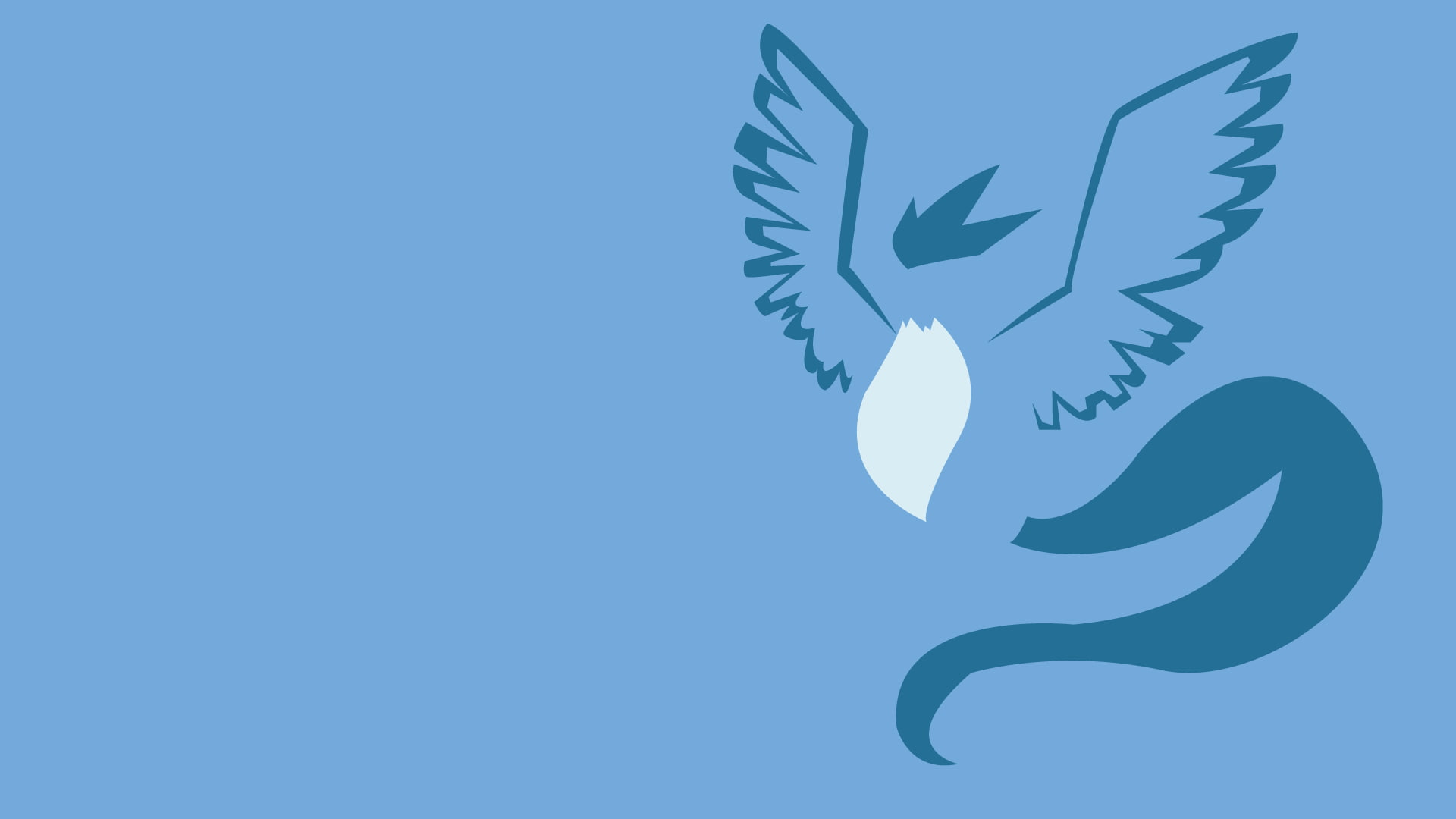 minimalism, articuno, blue background, 1080P, anime, background, blue, HD Wallpaper