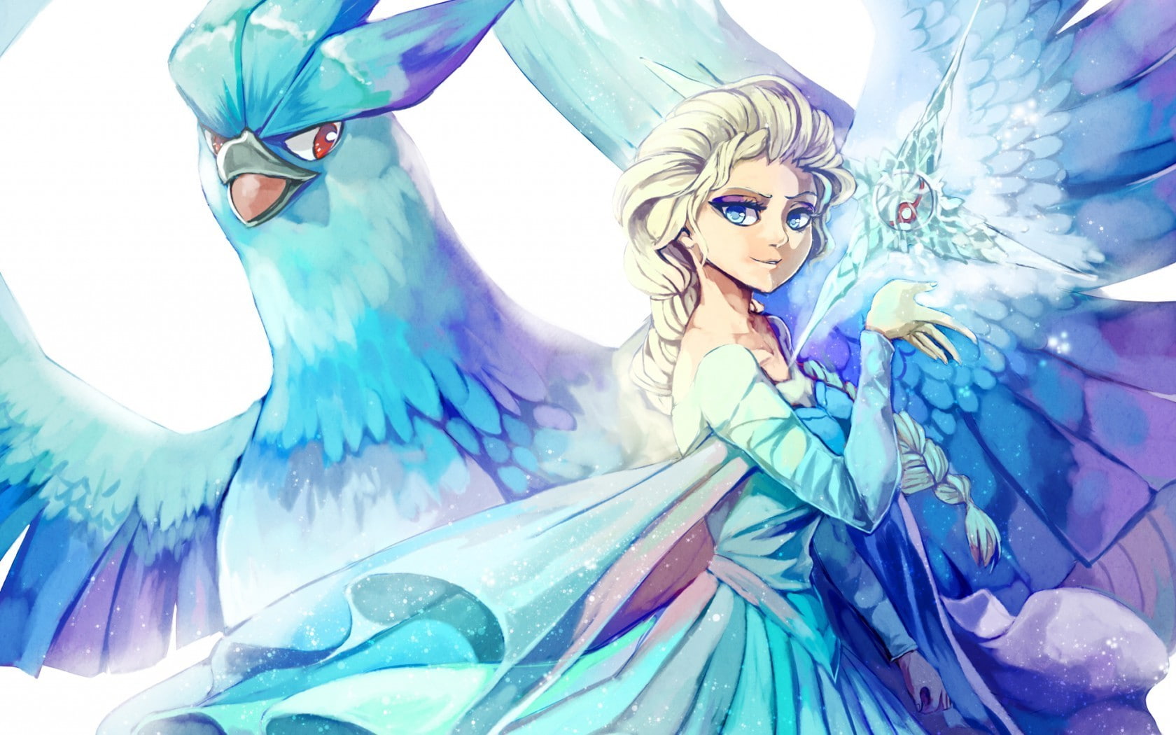 blue, fashion, art and craft, creativity, princess elsa articuno frozen movie crossover, young women, females, fashion model, indoors, adult, beautiful people, HD Wallpaper