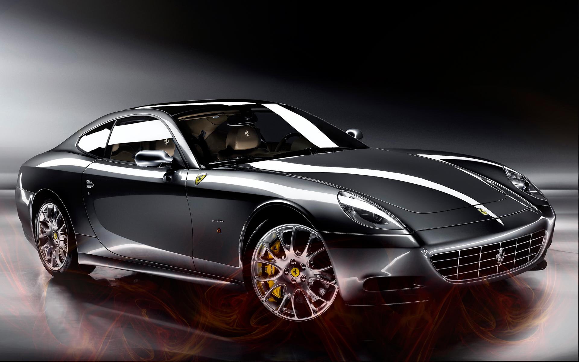 1080P, ferrari, coupe, sports, gray, cars, scaglietti, windows7theme, HD Wallpaper