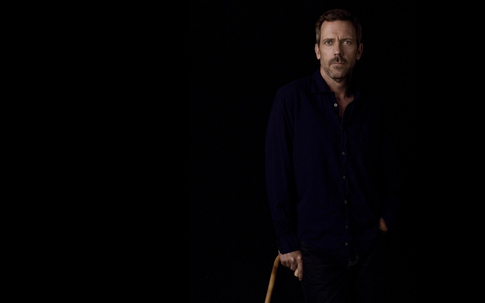 house, actors, people, Hugh Laurie, hd, laurie, x, 1080P, md, black, background, hugh, art, HD Wallpaper