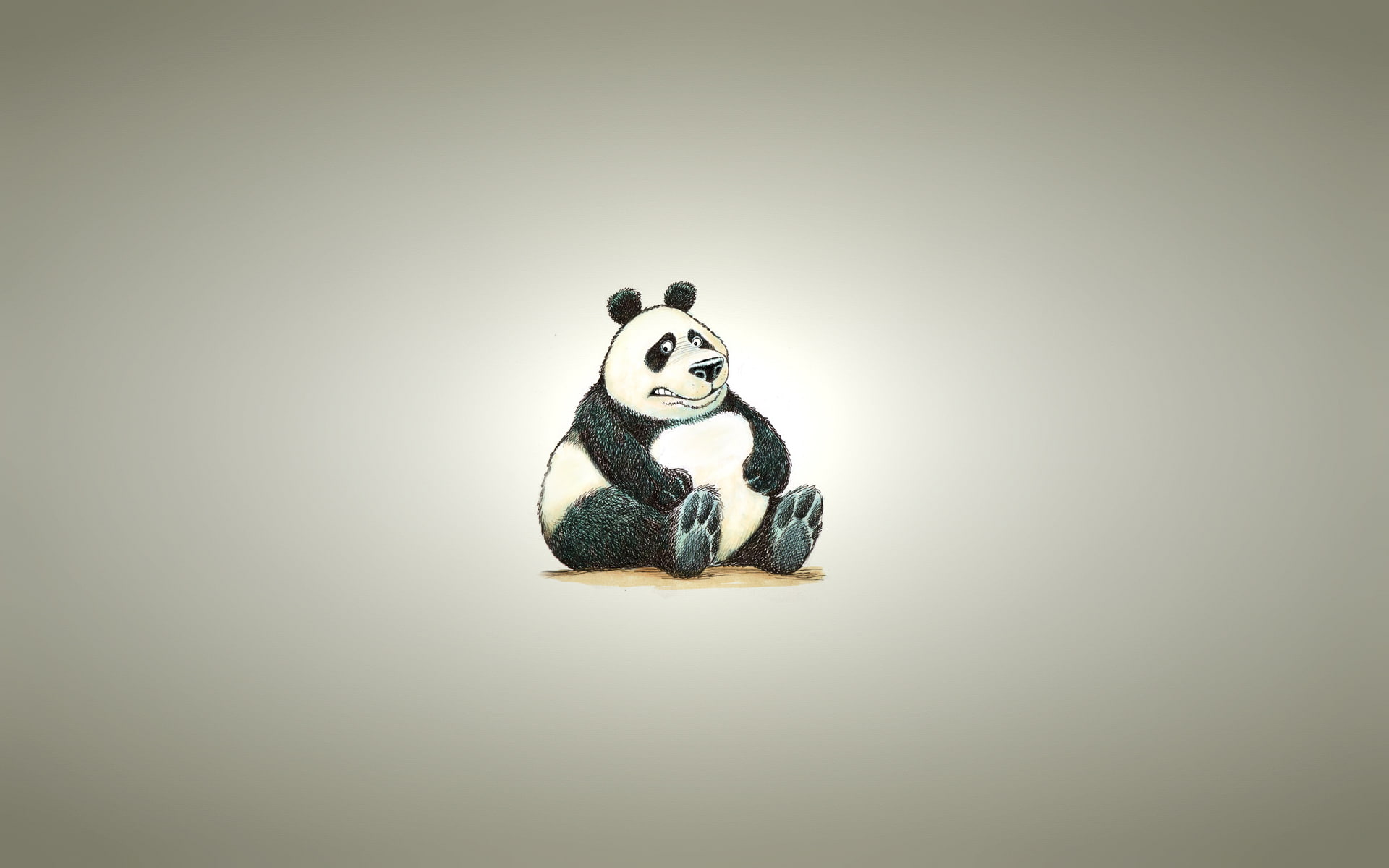 light, sitting, people, panda - animal, digital composite, toy, stuffed toy, mammal, creativity, indoors, Panda, vignette, studio shot, gray, HD Wallpaper