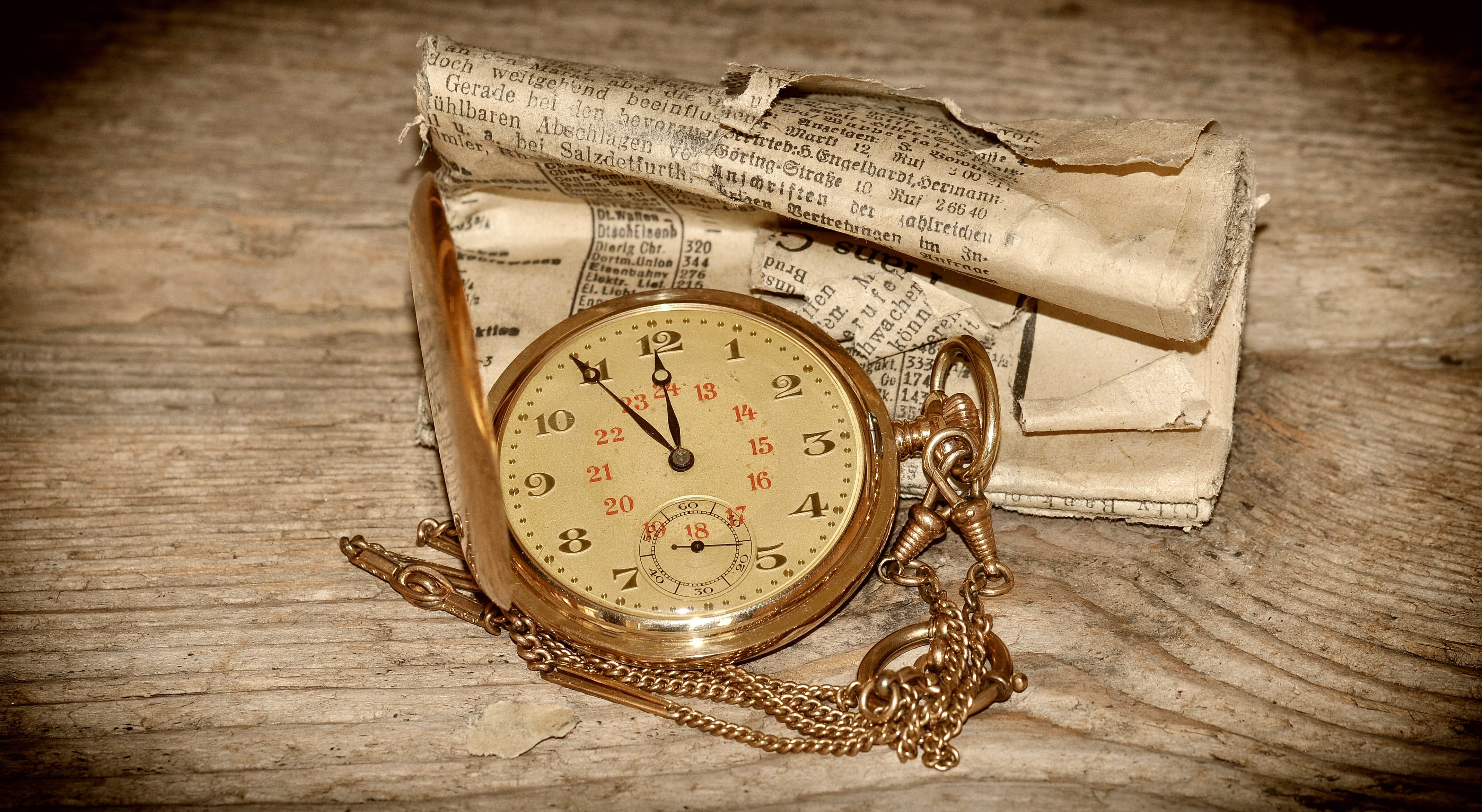 pocket watch, number, hour hand, beside, watch, indoors, ornate, newspaper, wood, clock hand, old-fashioned, time, close-up, minute hand, clock, paper, HD Wallpaper