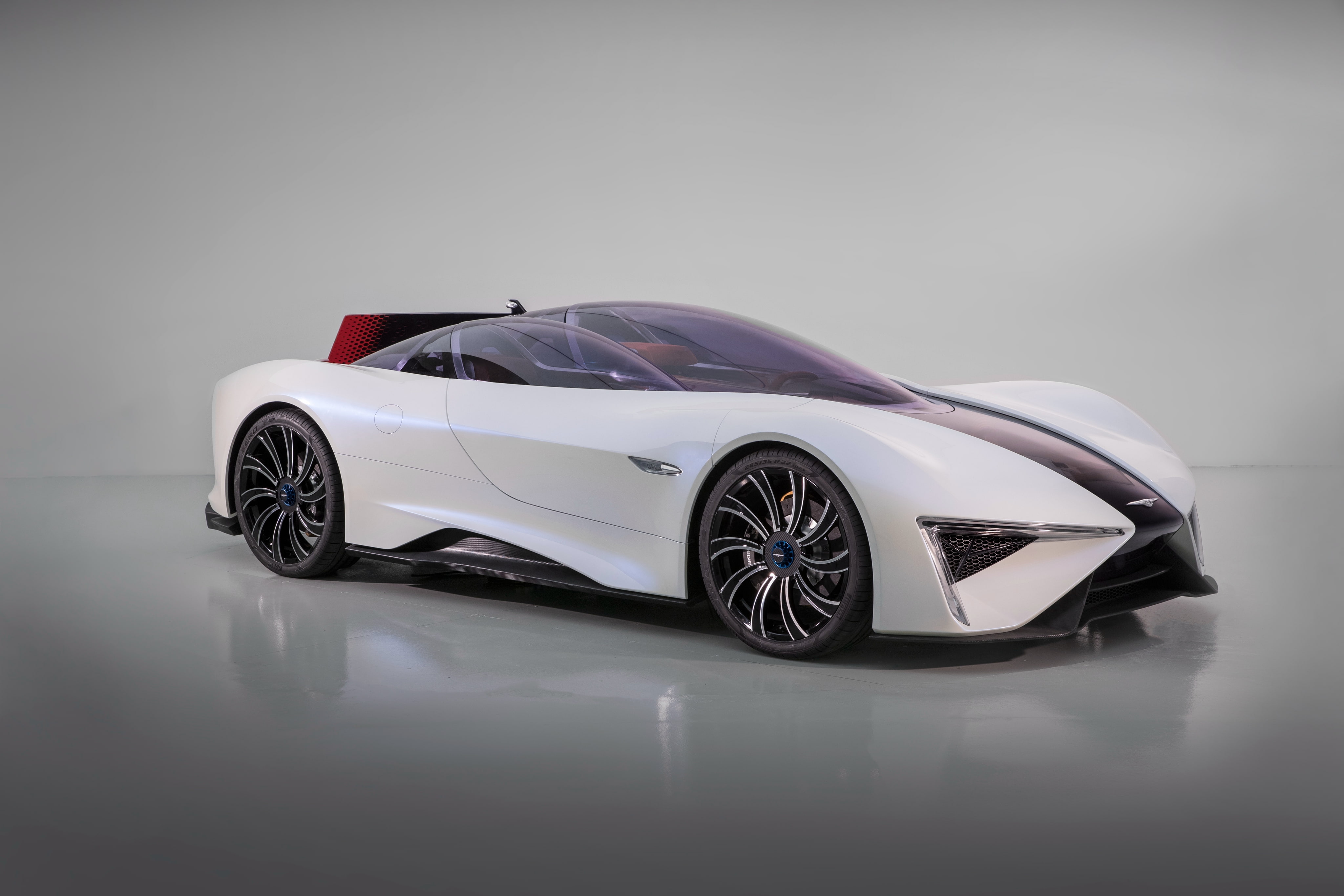 sports car, wealth, stationary, Techrules Ren, 4K, shiny, tire, white color, Electric Supercar, studio shot, one person, personal land vehicle, reflection, HD Wallpaper