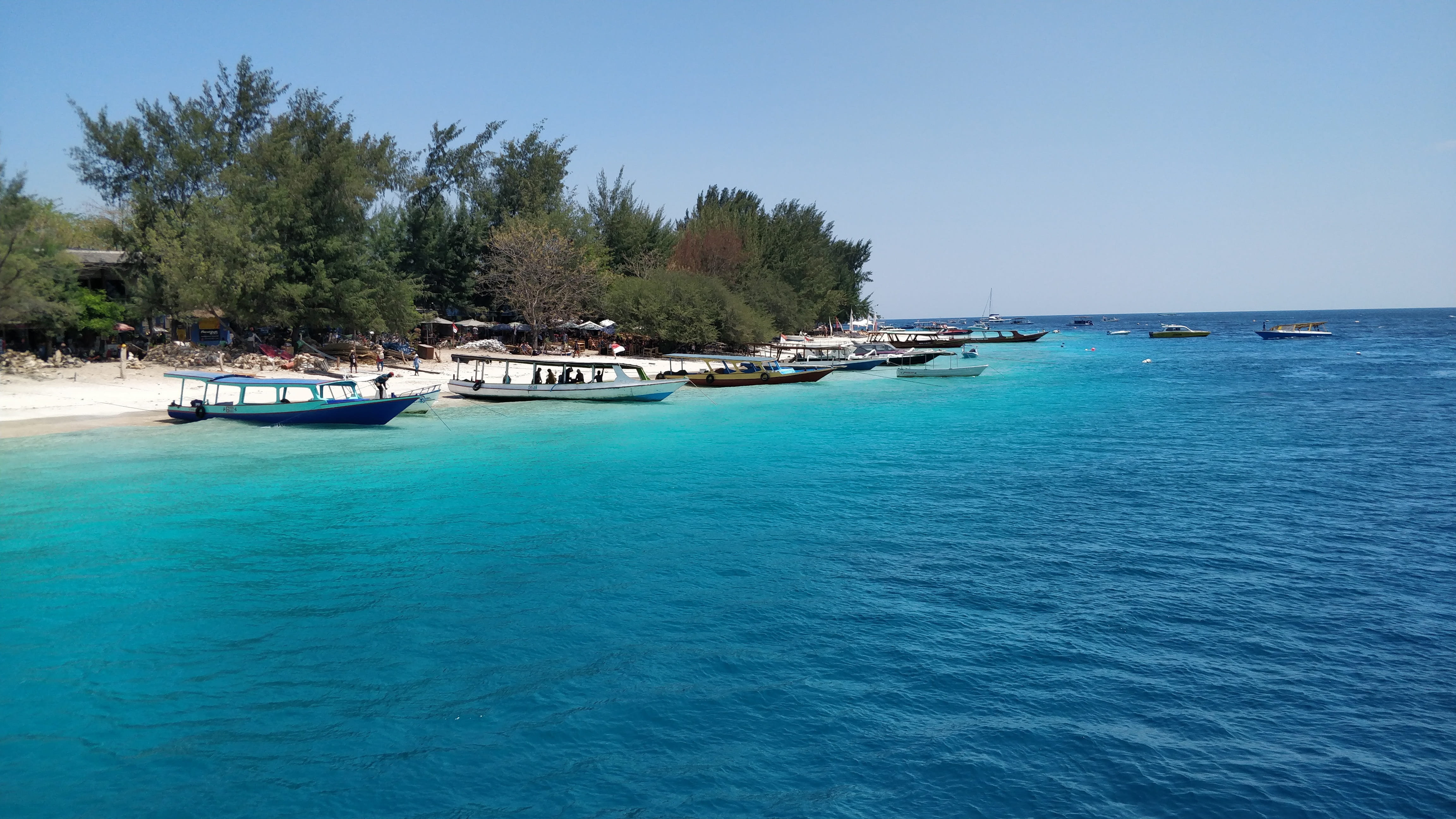 water, plant, gili trawangan, no people, beauty in nature, gili, transportation, clear sky, 4K, yachting, sea, sailboat, island, outdoors, turquoise colored, HD Wallpaper