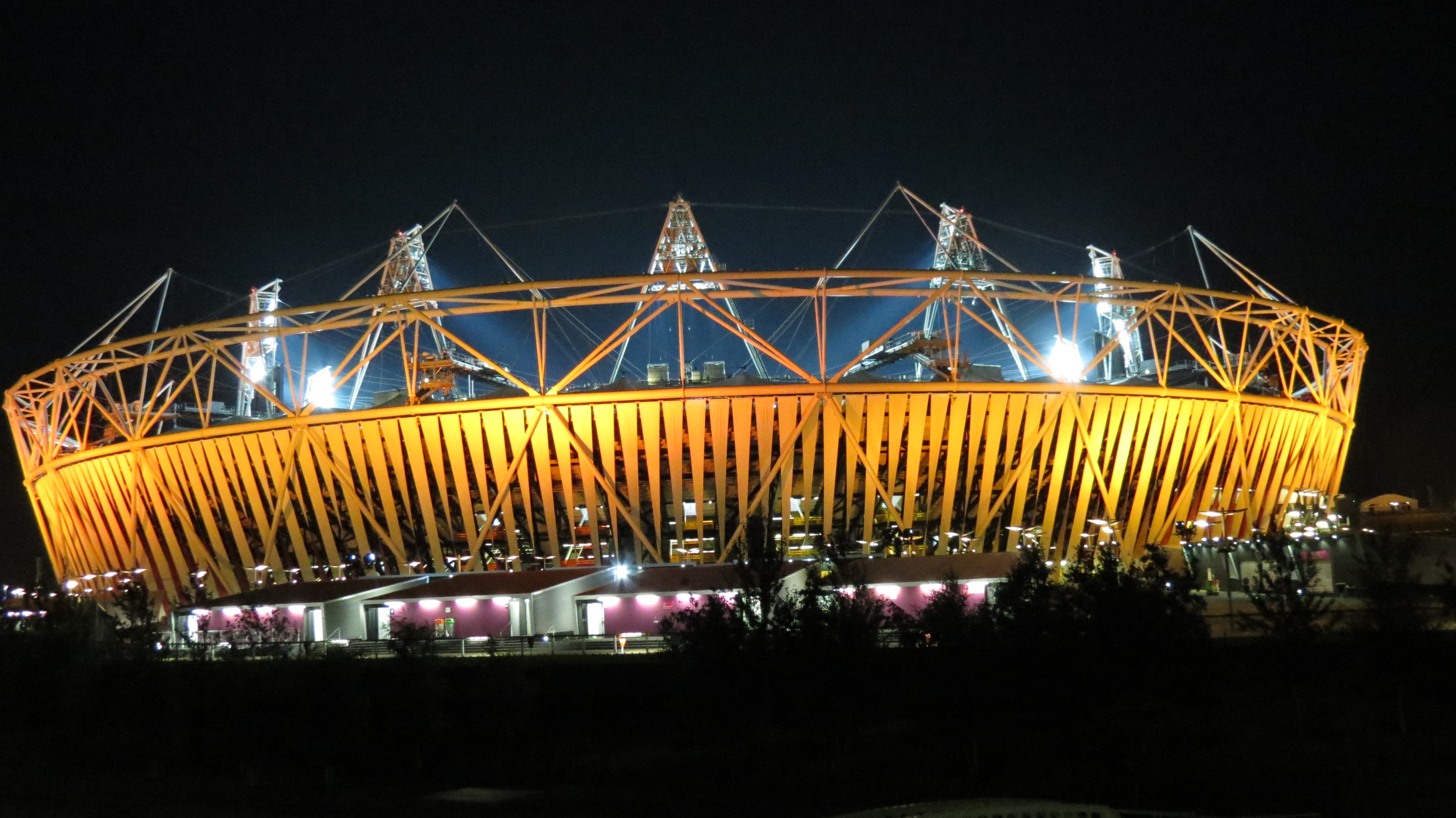 stadium, glowing, outdoor, transportation, travel destinations, olympic games, athletic, goal, games, sport, city, gray, contest, team, bridge - Man Made Structure, HD Wallpaper
