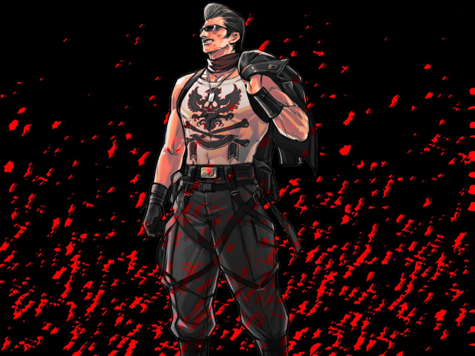 men, video games, Advance Wars: Days of Ruin, shades, 720P, black background, simple background, HD Wallpaper