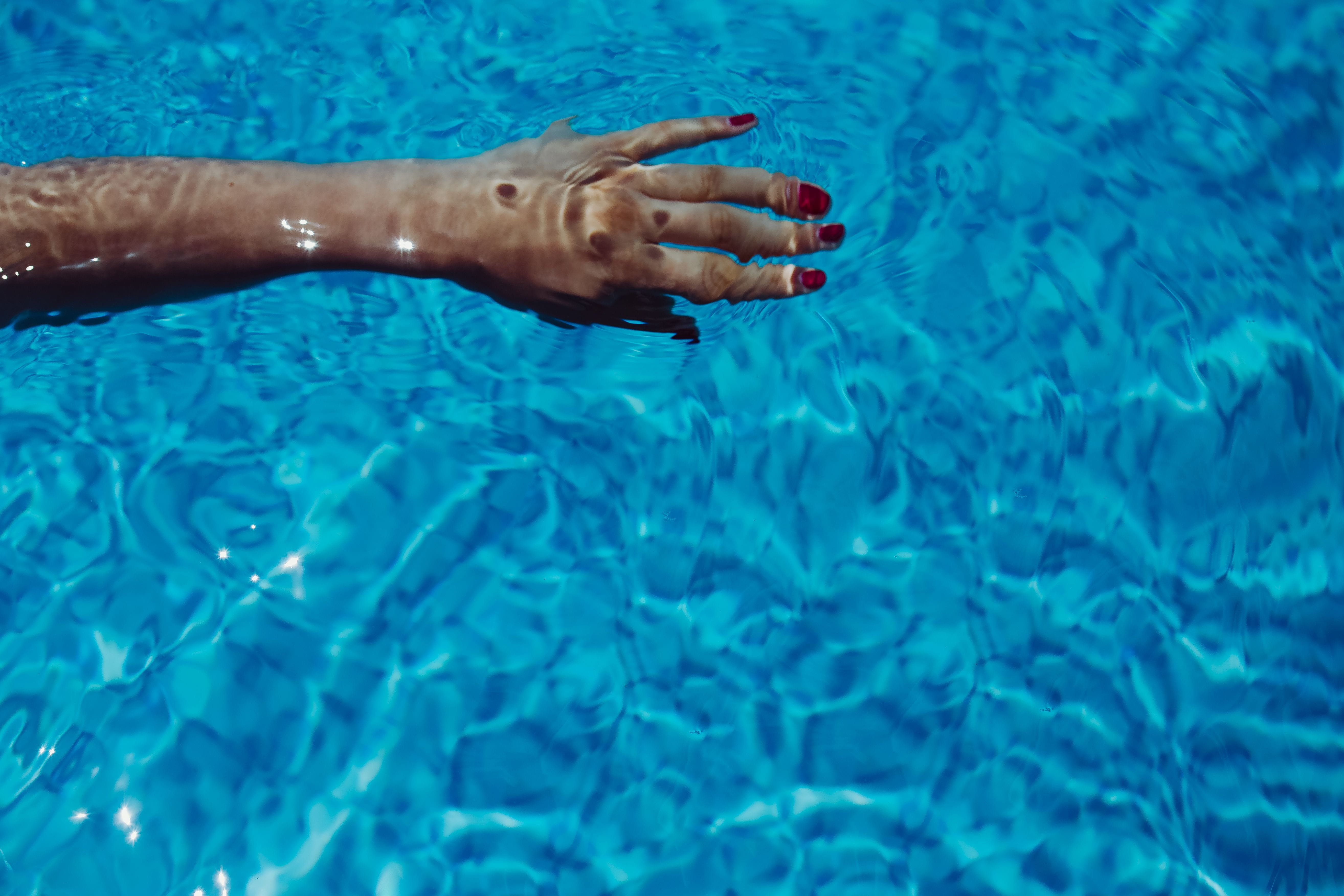 blue water, outdoors, summer, people, blue, 5K, healthy Lifestyle, waterfront, hand, human body part, finger, day, swimming Pool, pool, human hand, water, HD Wallpaper