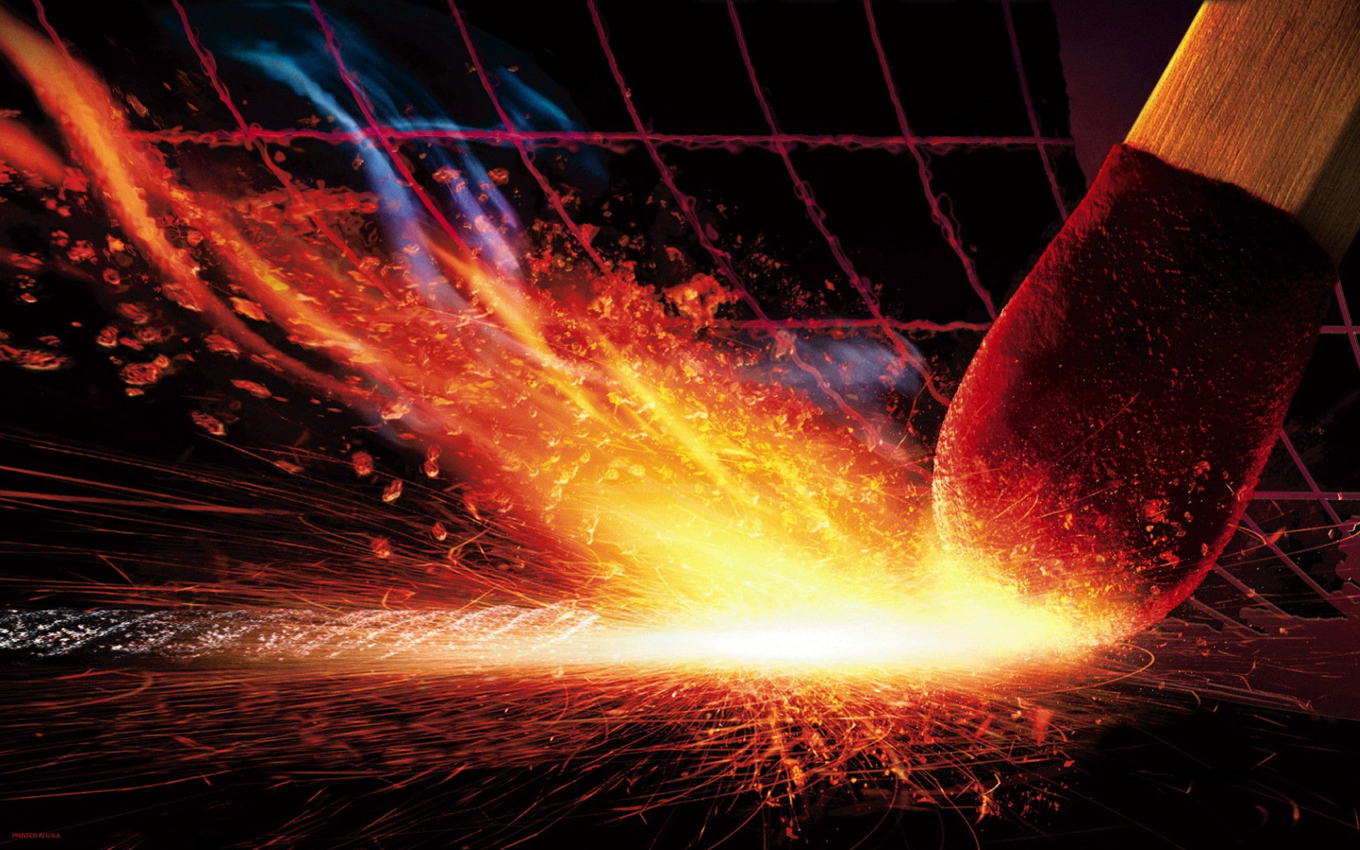 digital art, glowing, sparks, indoors, long exposure, night, space, blurred motion, matches, exploding, motion, metal industry, heat - temperature, metal, HD Wallpaper