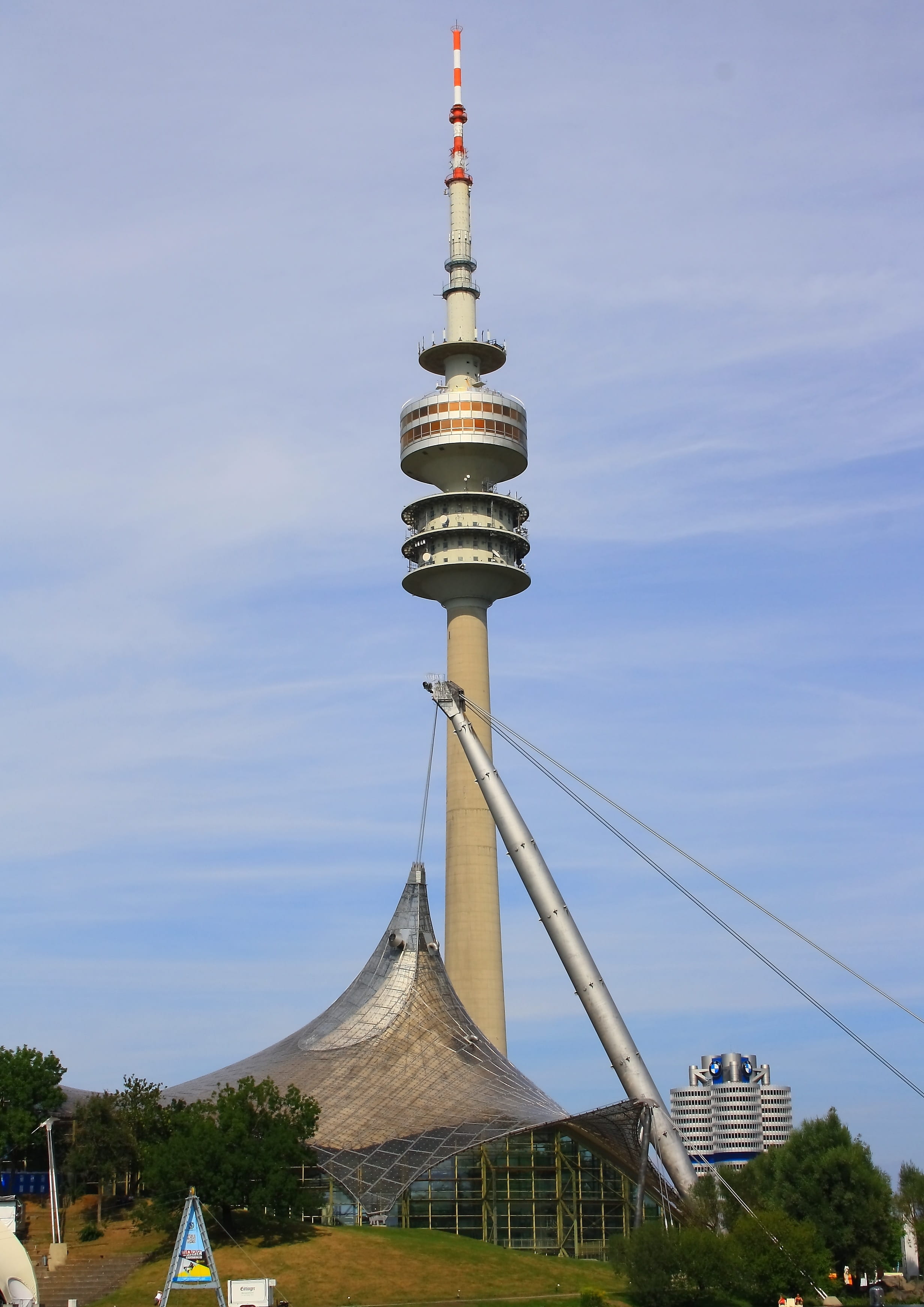 day, 2K, outdoors, global communications, travel destinations, communication, tourism, olympic park, olympia, glass roof, tv tower, travel, city, radio tower, Phone HD Wallpaper