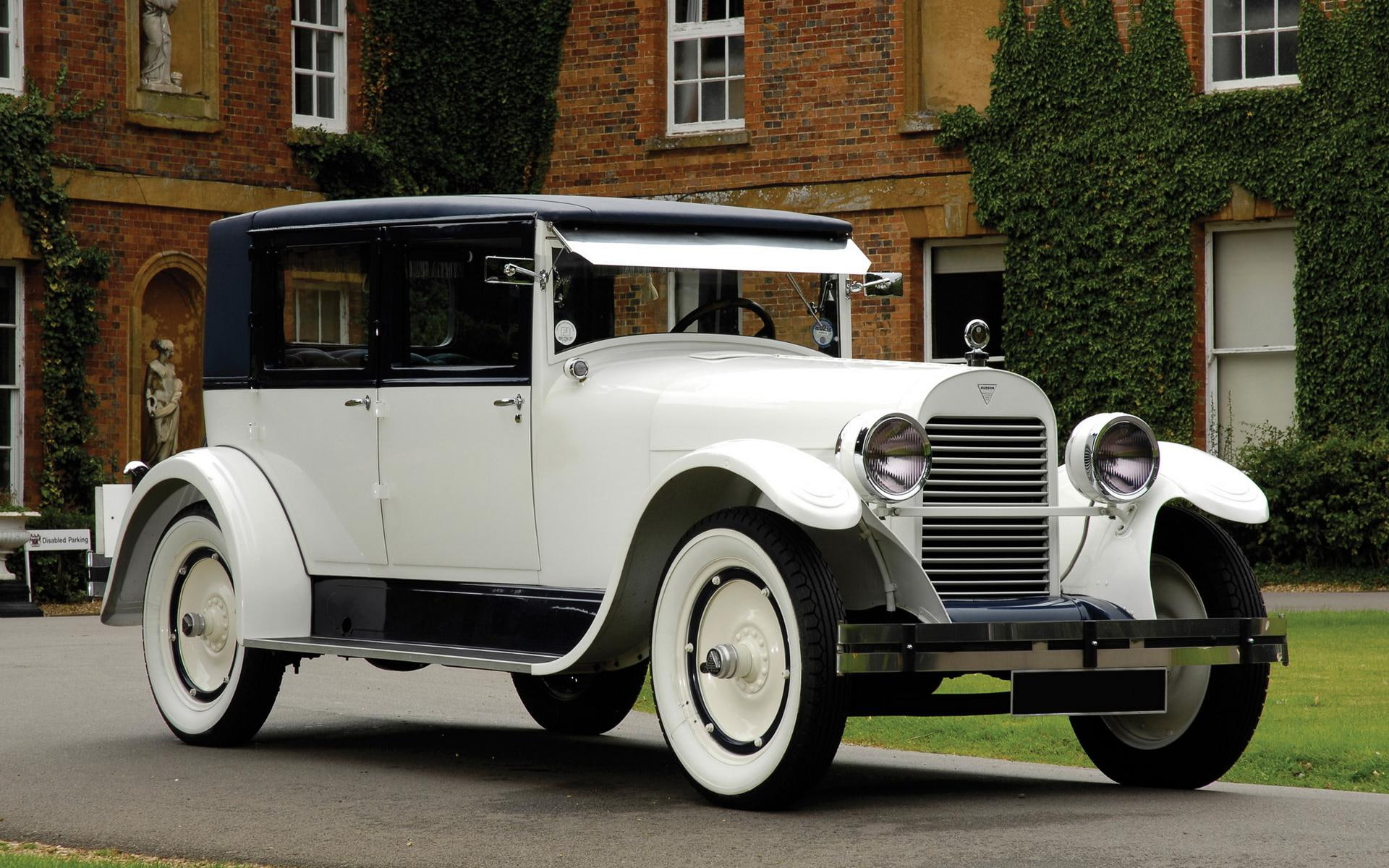 white, vintage, 1920x1200, hudson super-six coach, 1080P, brougham, hudson, cars, car, six, super, HD Wallpaper