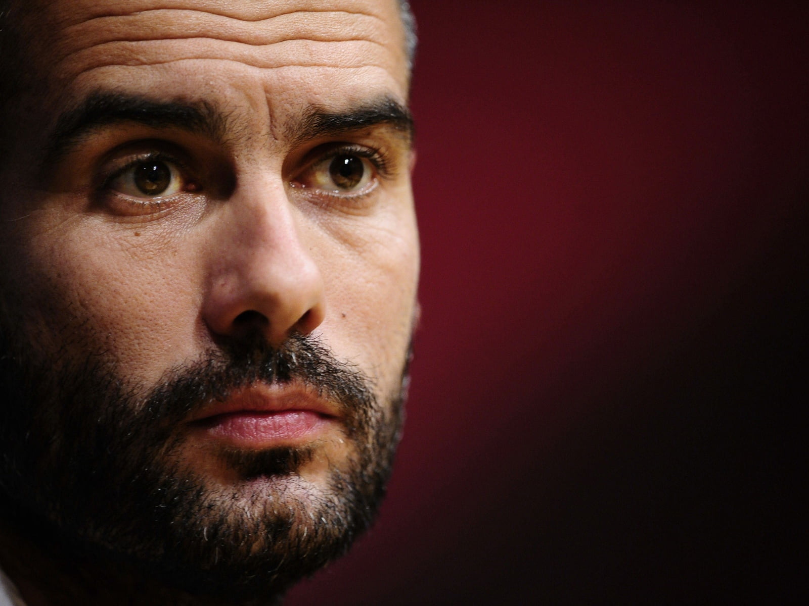one person, josep guardiola, eyebrow, indoors, mid adult, young adult, s, adult, human body part, portrait, football, headshot, contemplation, black background, HD Wallpaper