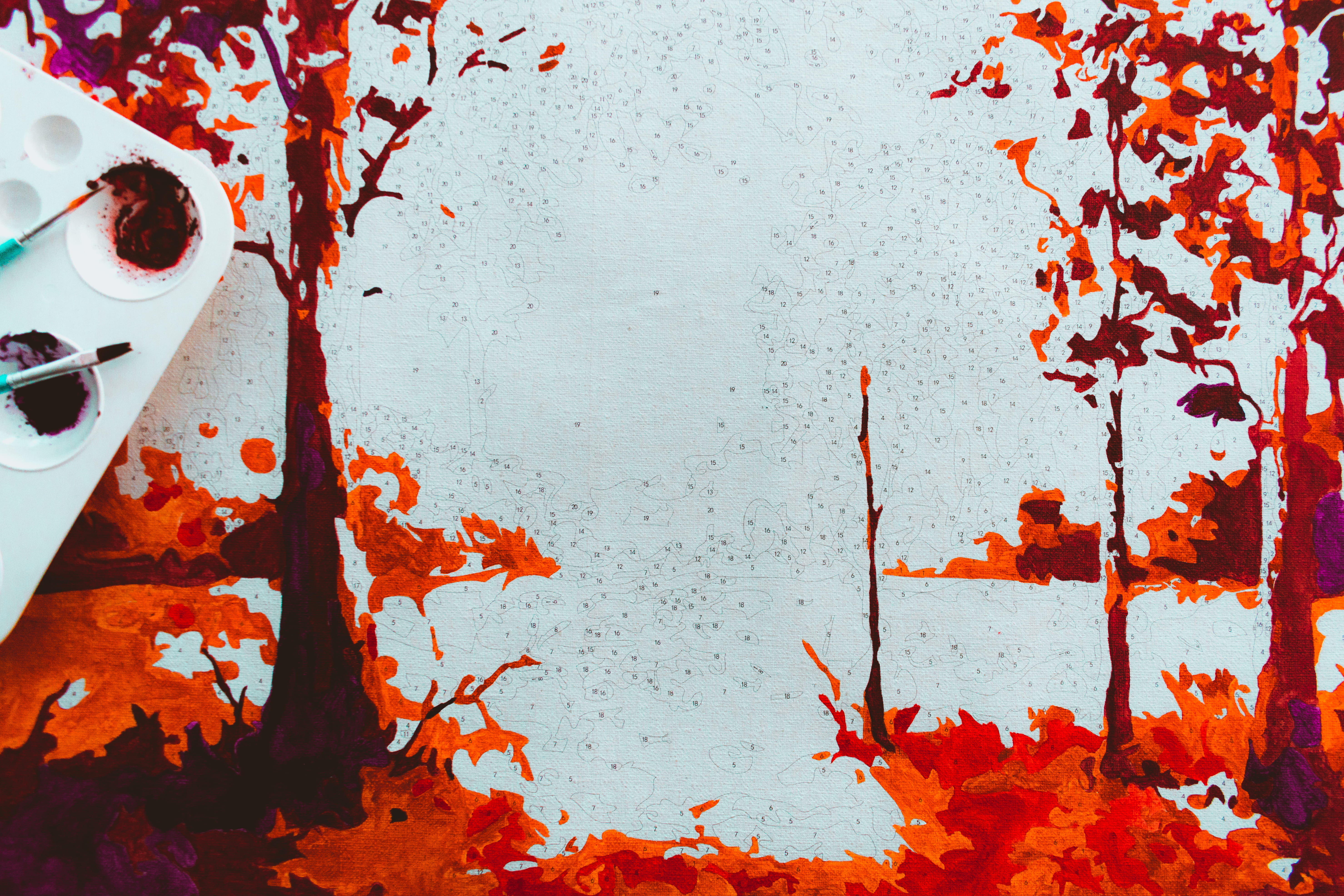color, red, boring, brush, day, white color, nature, numbers, number, artist, dirty, trending, unique, outdoors, no people, trees, blood, colouring, built structure, HD Wallpaper