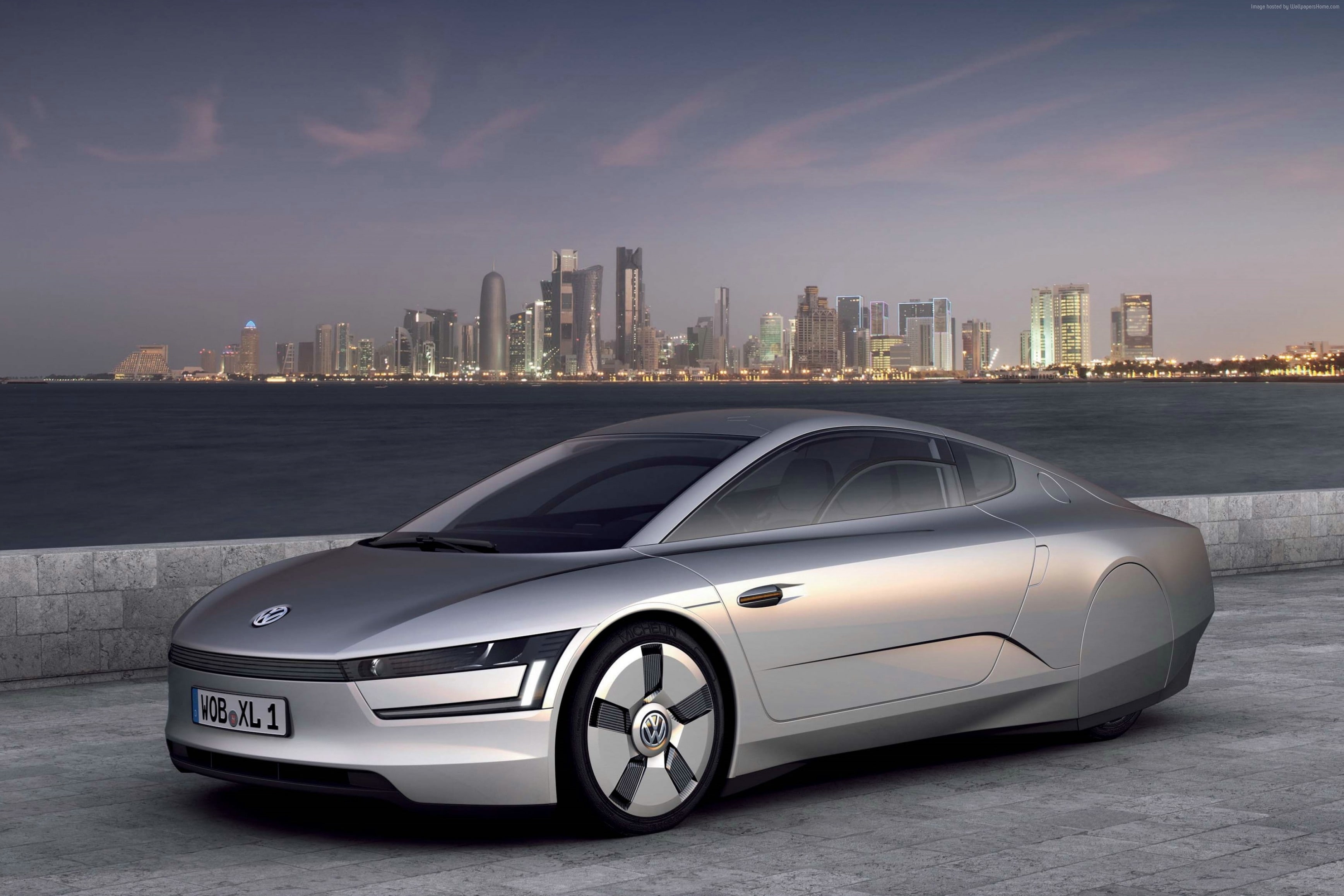 test drive, mode of transportation, skyscraper, Best Electric Cars 2015, sky, outdoors, landscape, Volkswagen, limited edition, transportation, office building exterior, HD Wallpaper