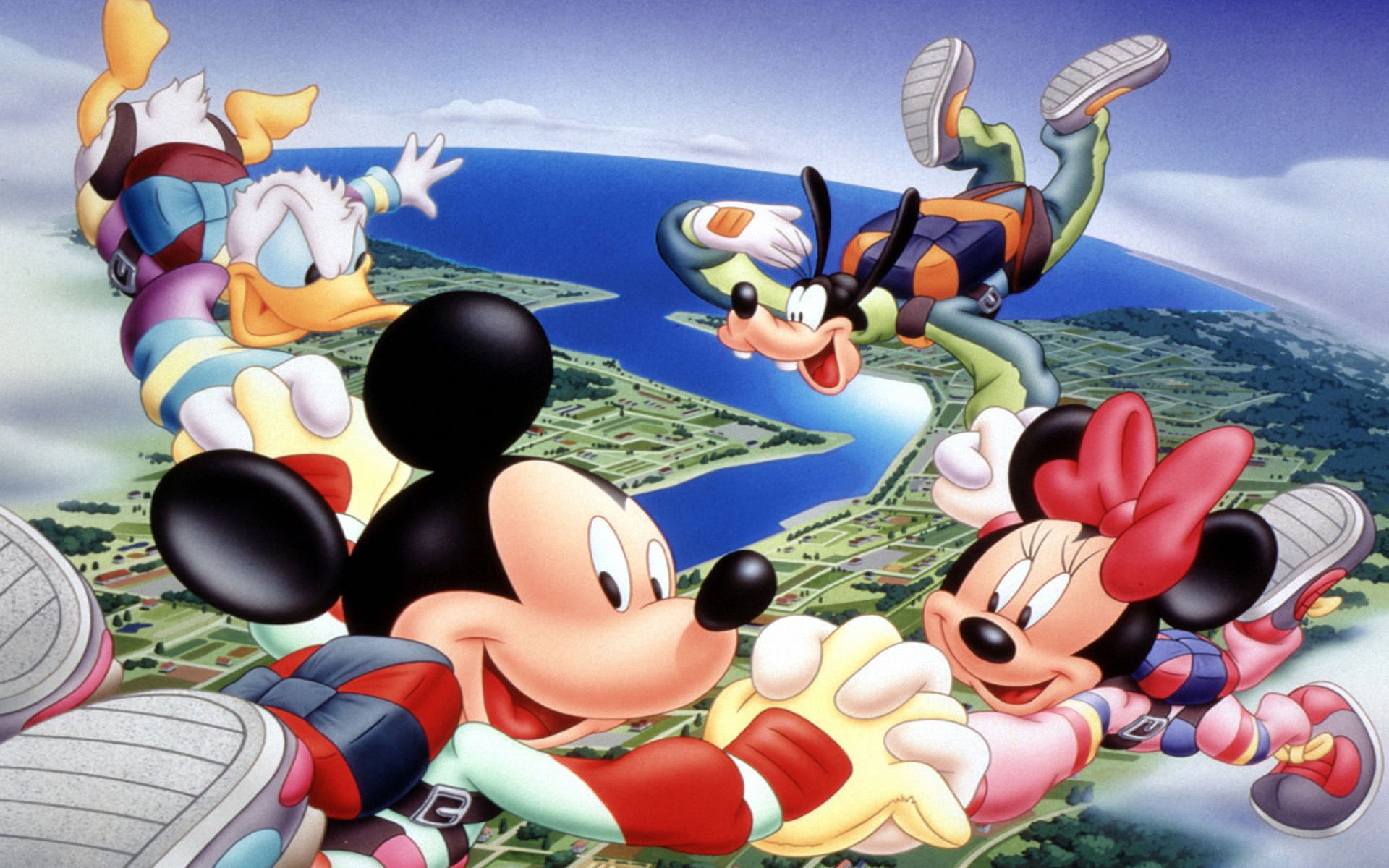 friends, 1080P, plane, improvements, mouse, mickey, jumping, HD Wallpaper