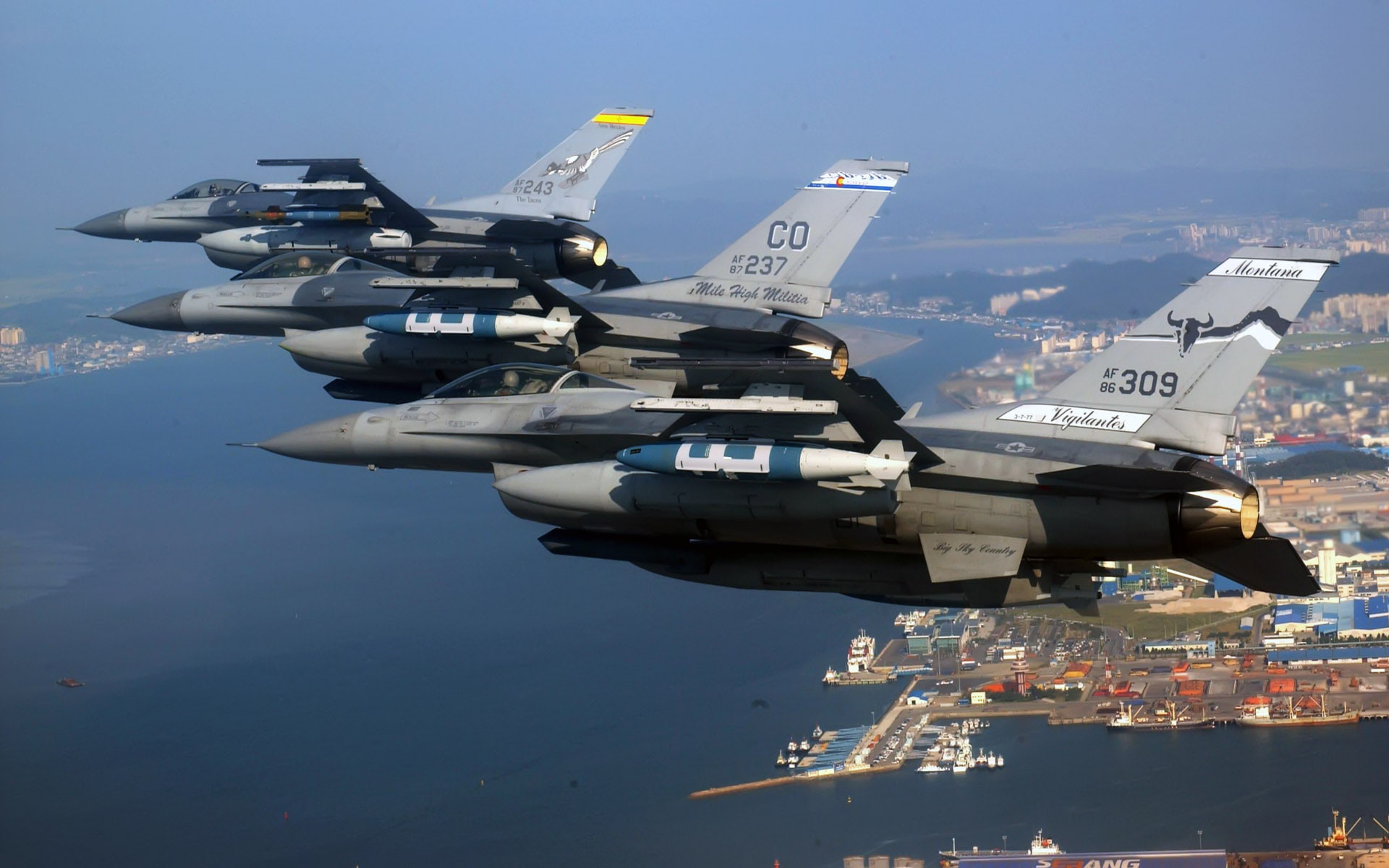 16, falcons, hd, air, f, planes, national, fighting, guard, 1080P, HD Wallpaper