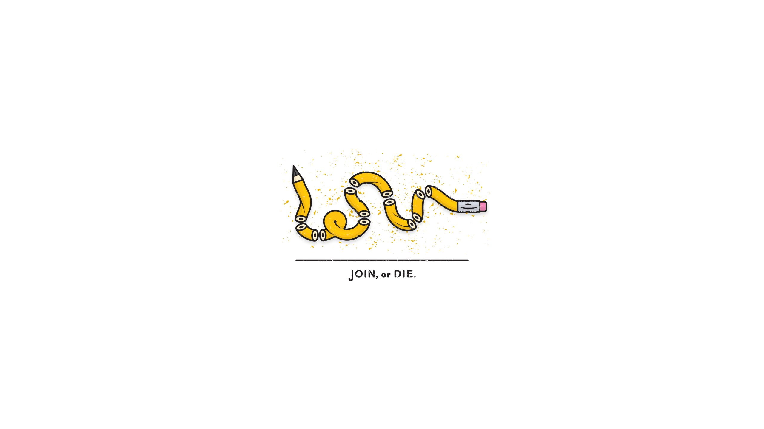 White Background, minimalism, Historic, illustration, Join or die, 2K, pencils, HD Wallpaper