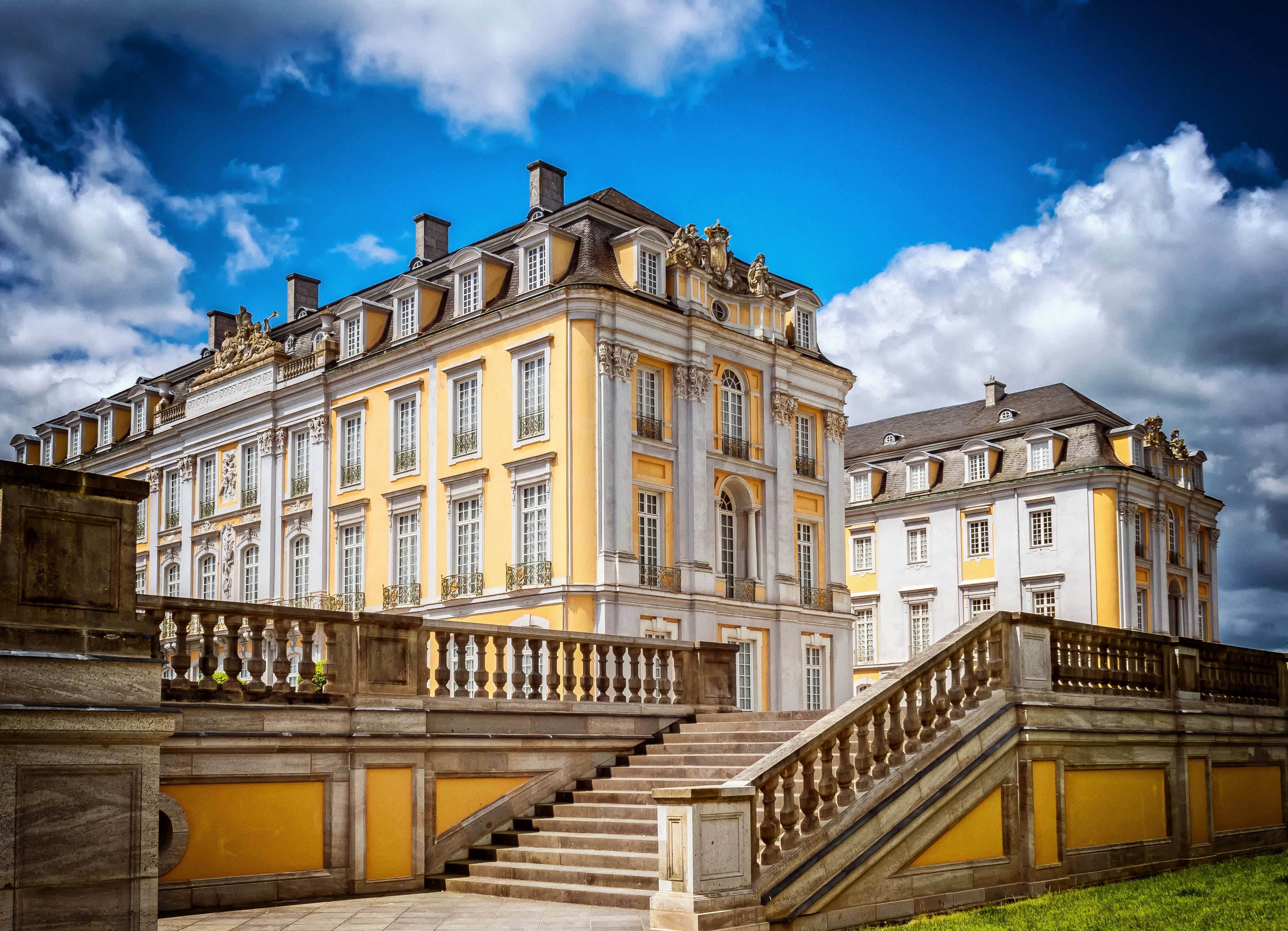 splendor, facade, government, nature, brühler closed, politics, residential district, history, city, historically, brühl, luxury, white, sky, unesco, building, HD Wallpaper