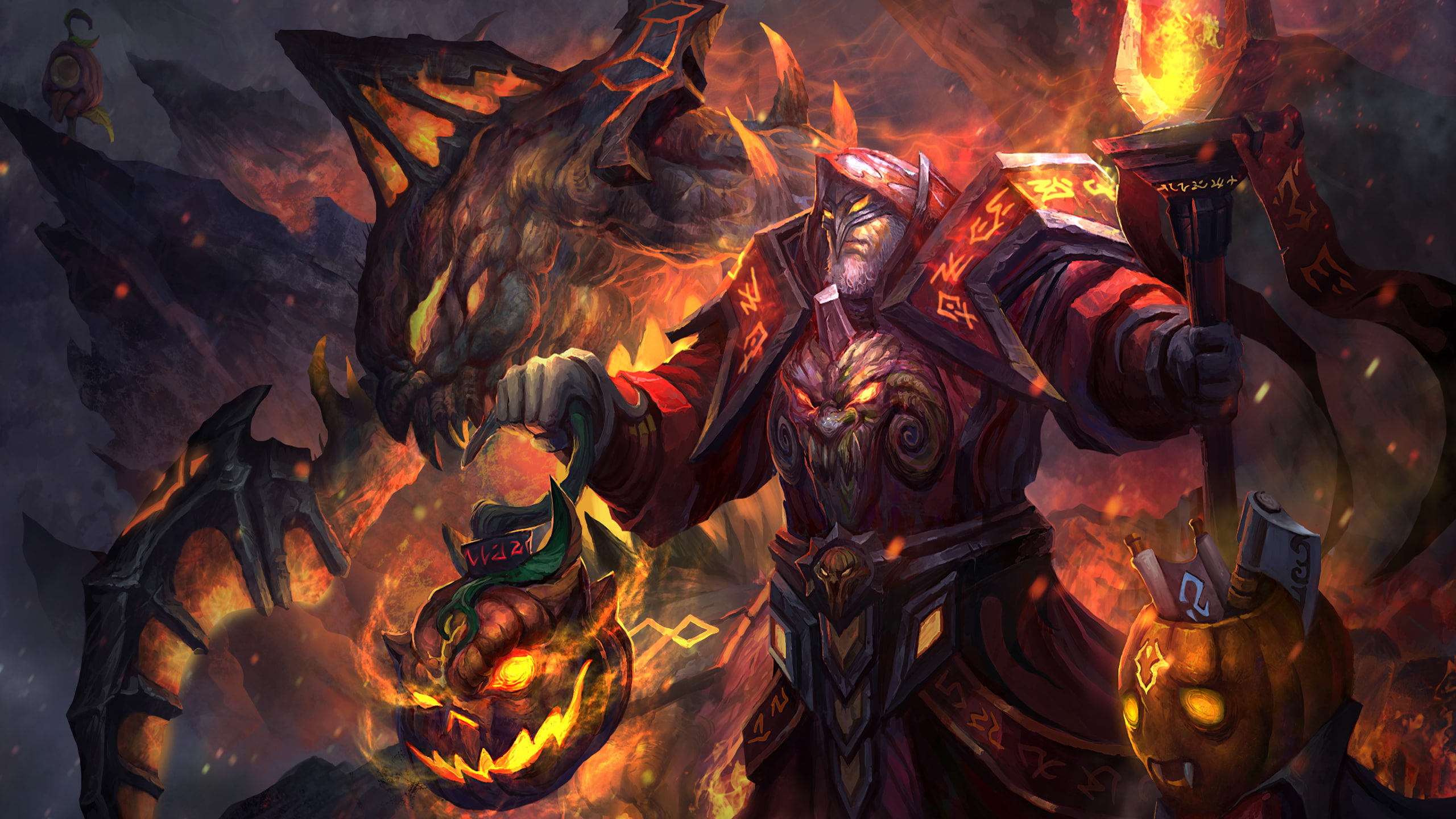 lantern, warlock, torch, dota, ax, set, game, 2K, HD Wallpaper