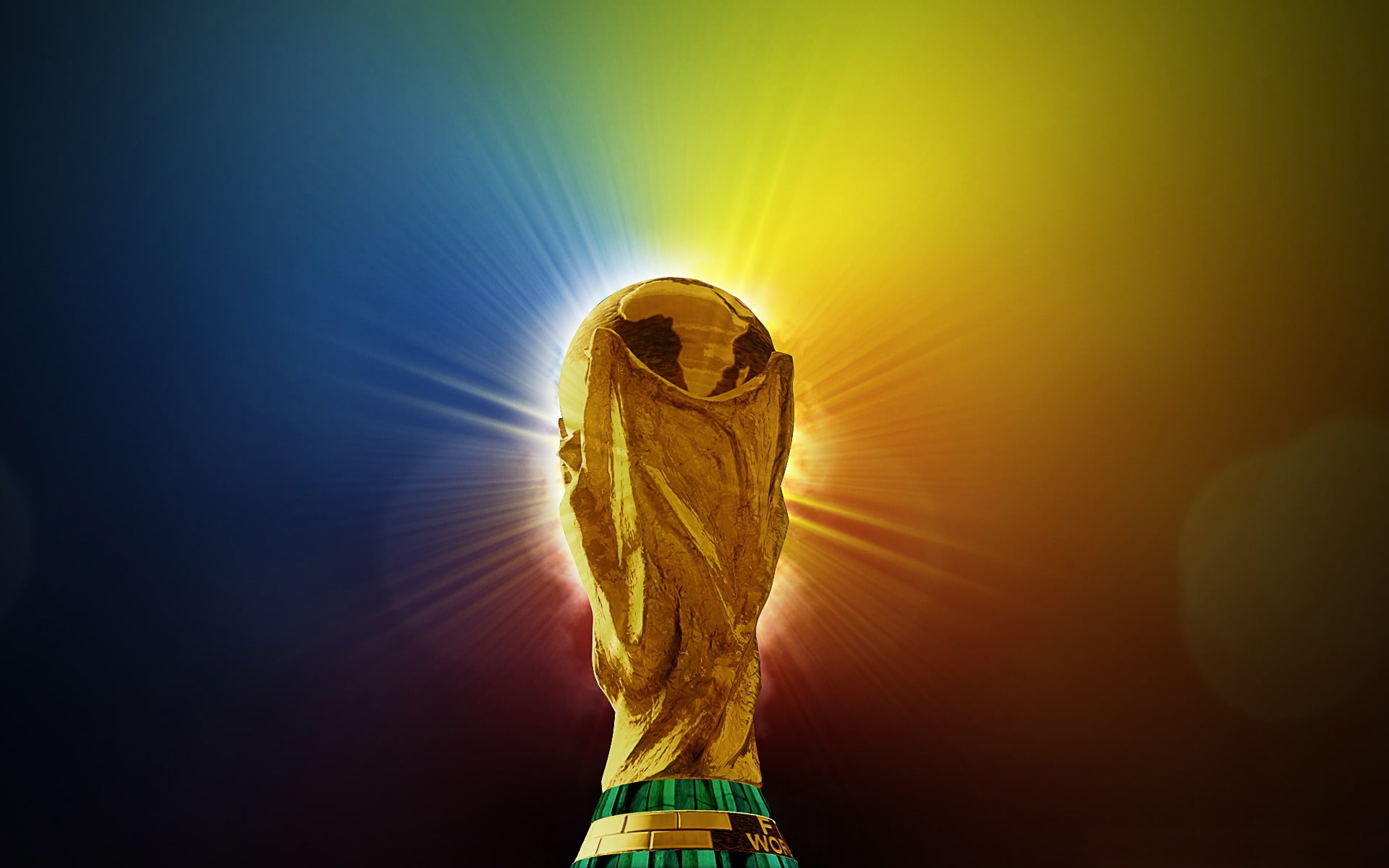 fifa, sunbeam, limb, nature, brazil, desktop, waist up, 1080P, world, yellow, digital composite, golden, body part, cup, standing, colored background, HD Wallpaper
