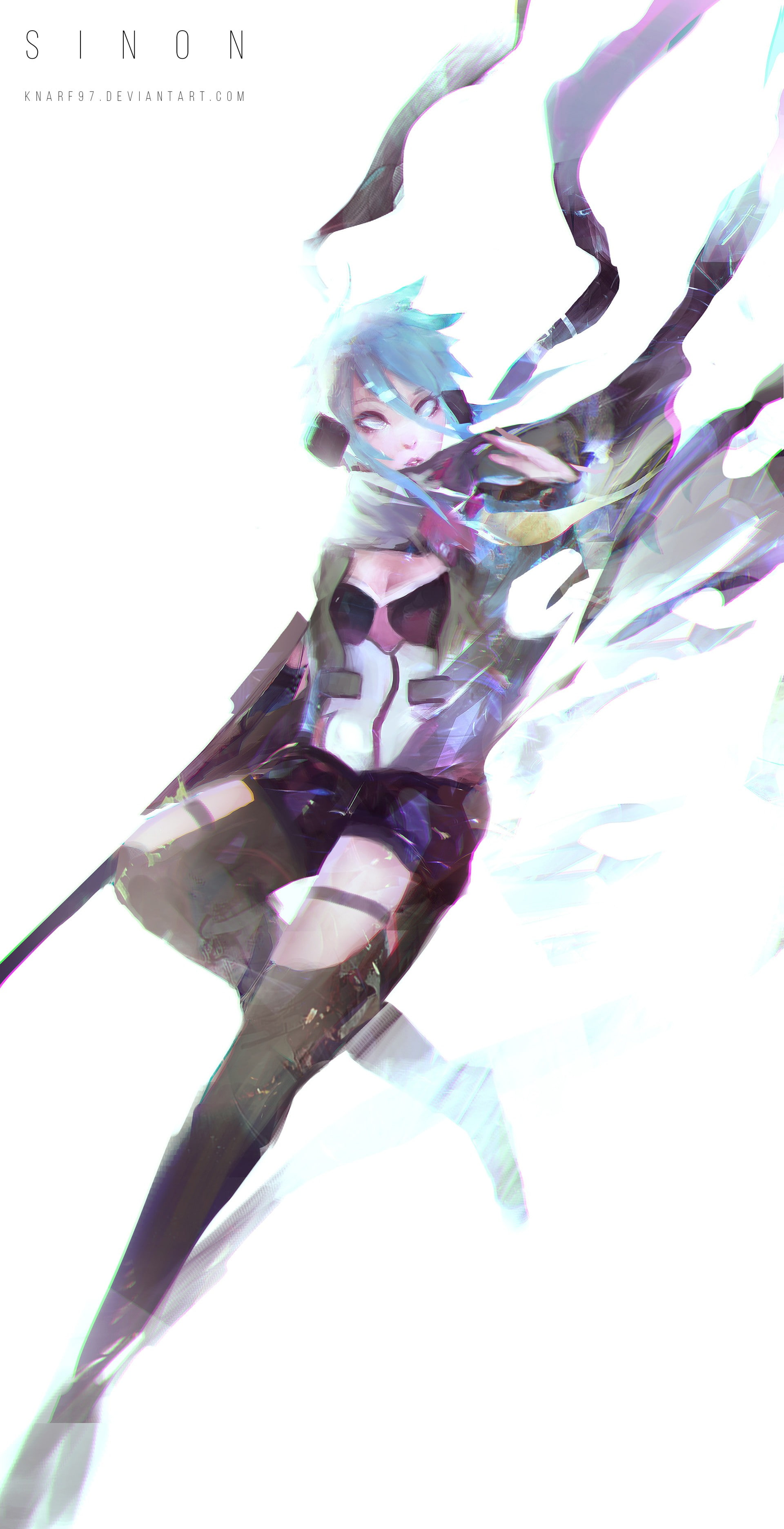 digital composite, nature, Gun Gale Online, anime, white background, reflection, paper, people, short hair, finance, Asada Shino, contemplation, purple, Phone HD Wallpaper