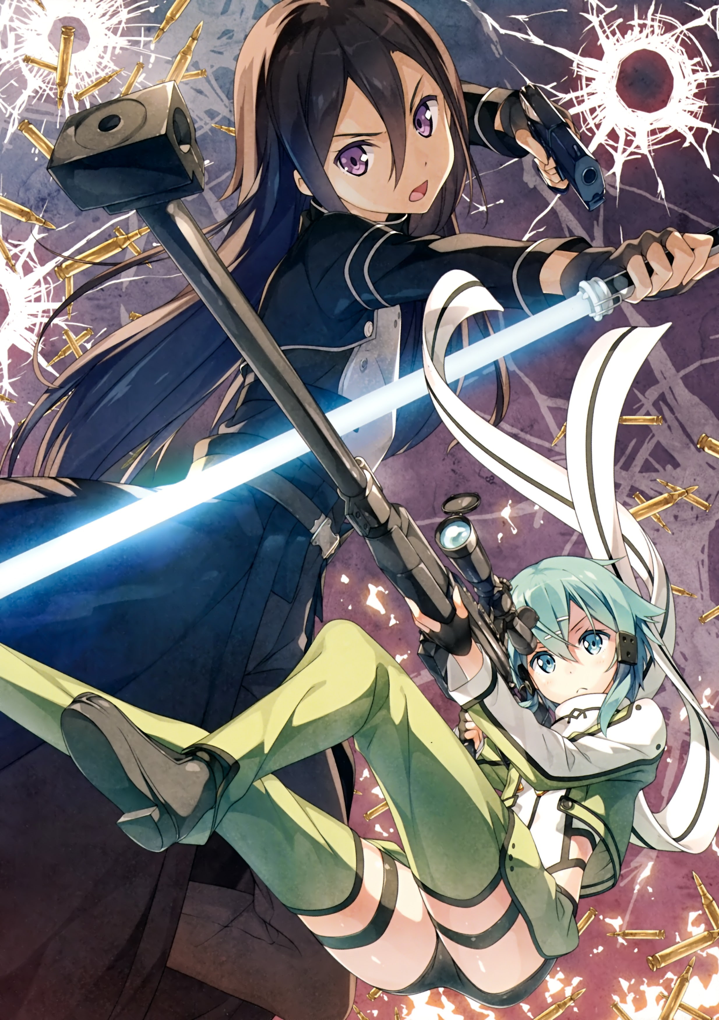 Sword Art Online, Kirigaya Kazuto, 2K, Gun Gale Online, Asada Shino, Phone HD Wallpaper