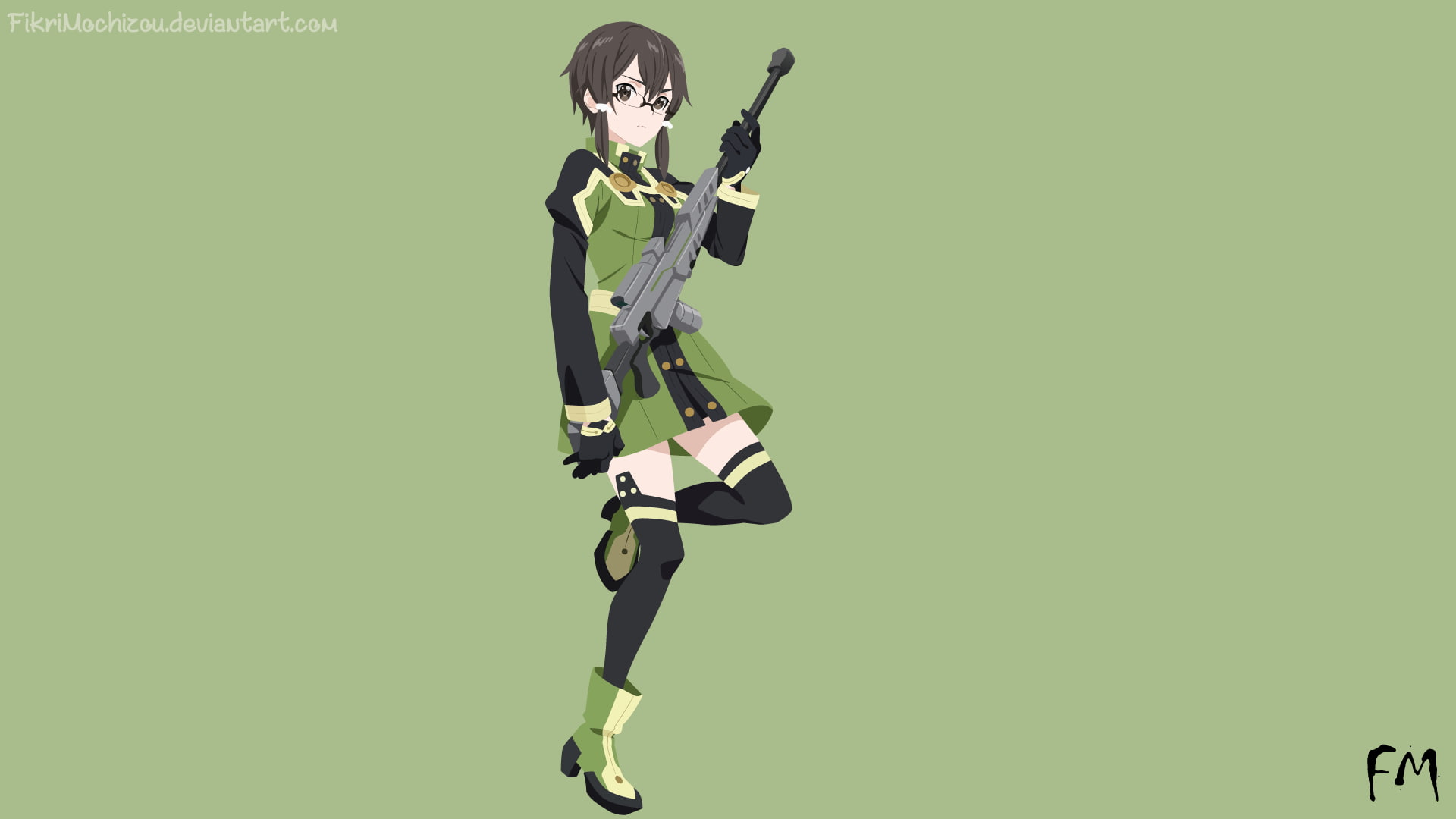 sport, studio shot, limb, Asada Shino, human arm, indoors, jumping, arms raised, one person, colored background, copy space, Sword Art Online, green color, HD Wallpaper