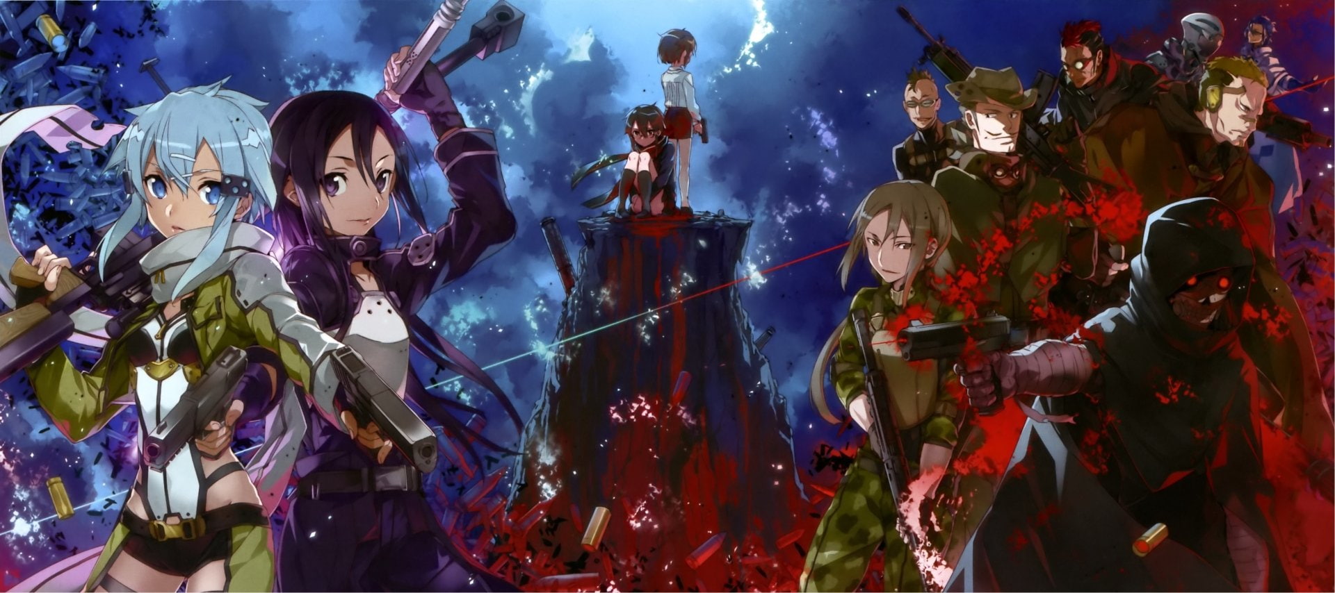 Sword Art Online II, Death Gun (Sword Art Online), Sword Art Online, Kirito (Sword Art Online), Sinon (Sword Art Online), 1080P, HD Wallpaper