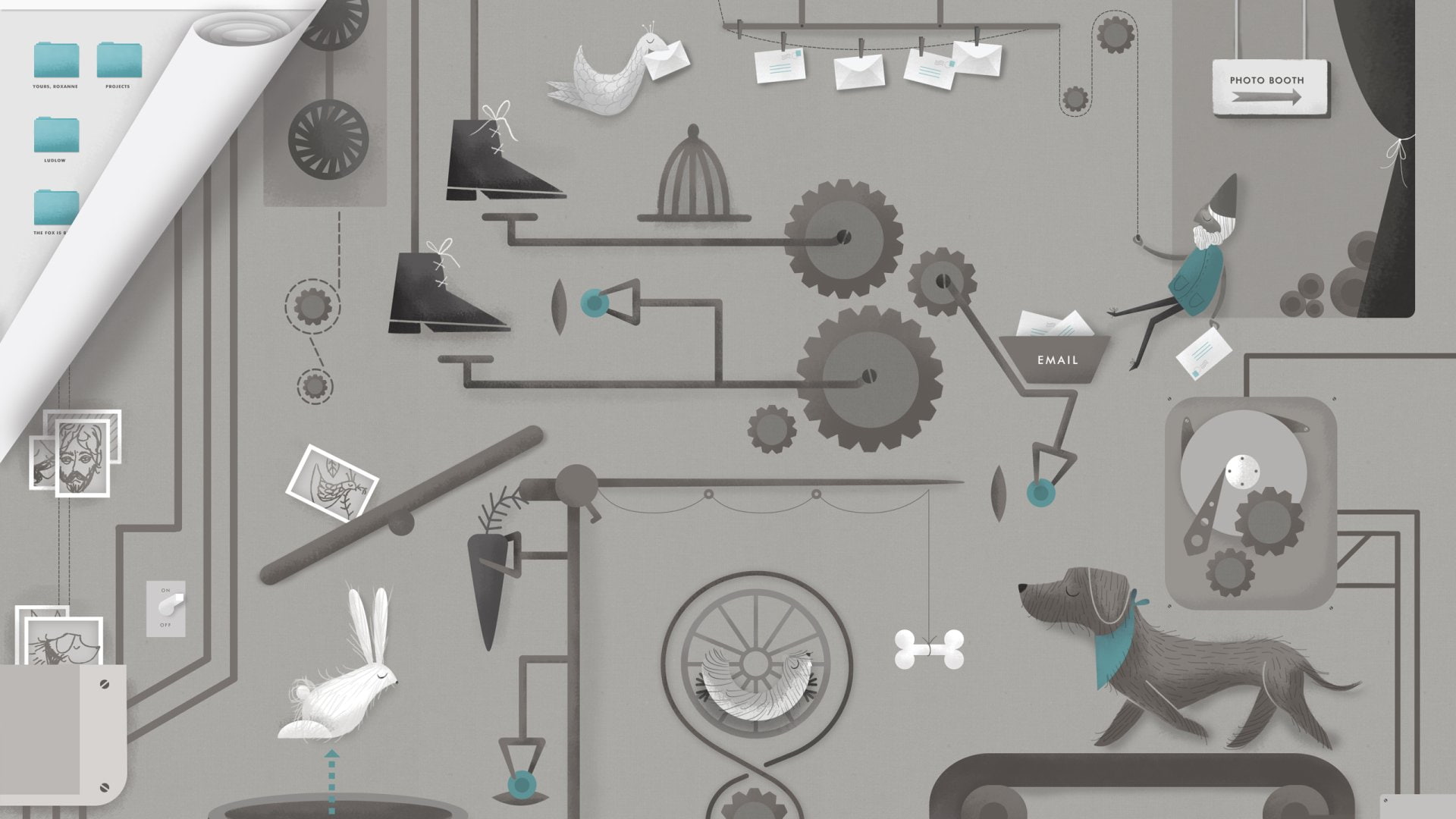 Humor, Computer, Bird, Rabbit, 1080P, Gears, Funny, Dog, Email, HD Wallpaper