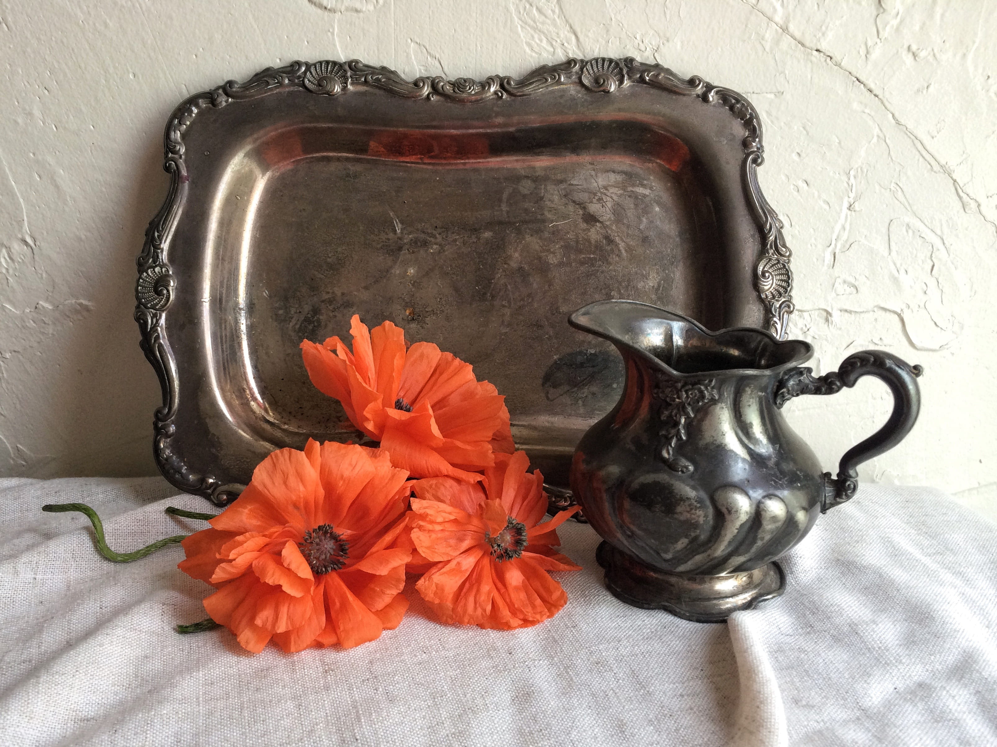 2K, vulnerability, plant, flower head, vase, petal, home interior, silver, still, flower, Still Life, orange color, ceramics, freshness, antique, decor, HD Wallpaper