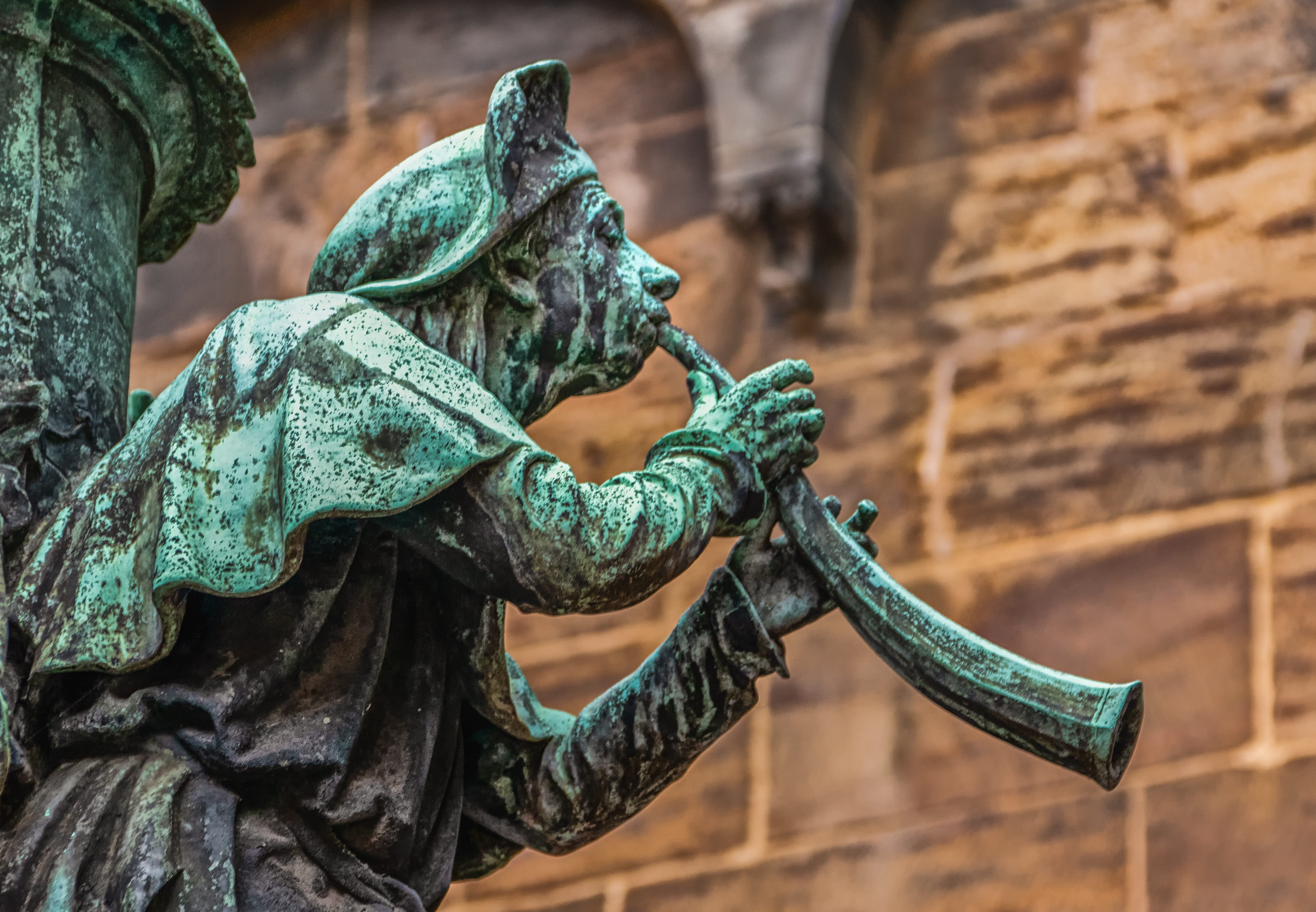 male, musician, blowers, close-up, middle ages, weapon, built structure, no people, art and craft, antique, 5K, dragon, architecture, day, green, art, HD Wallpaper