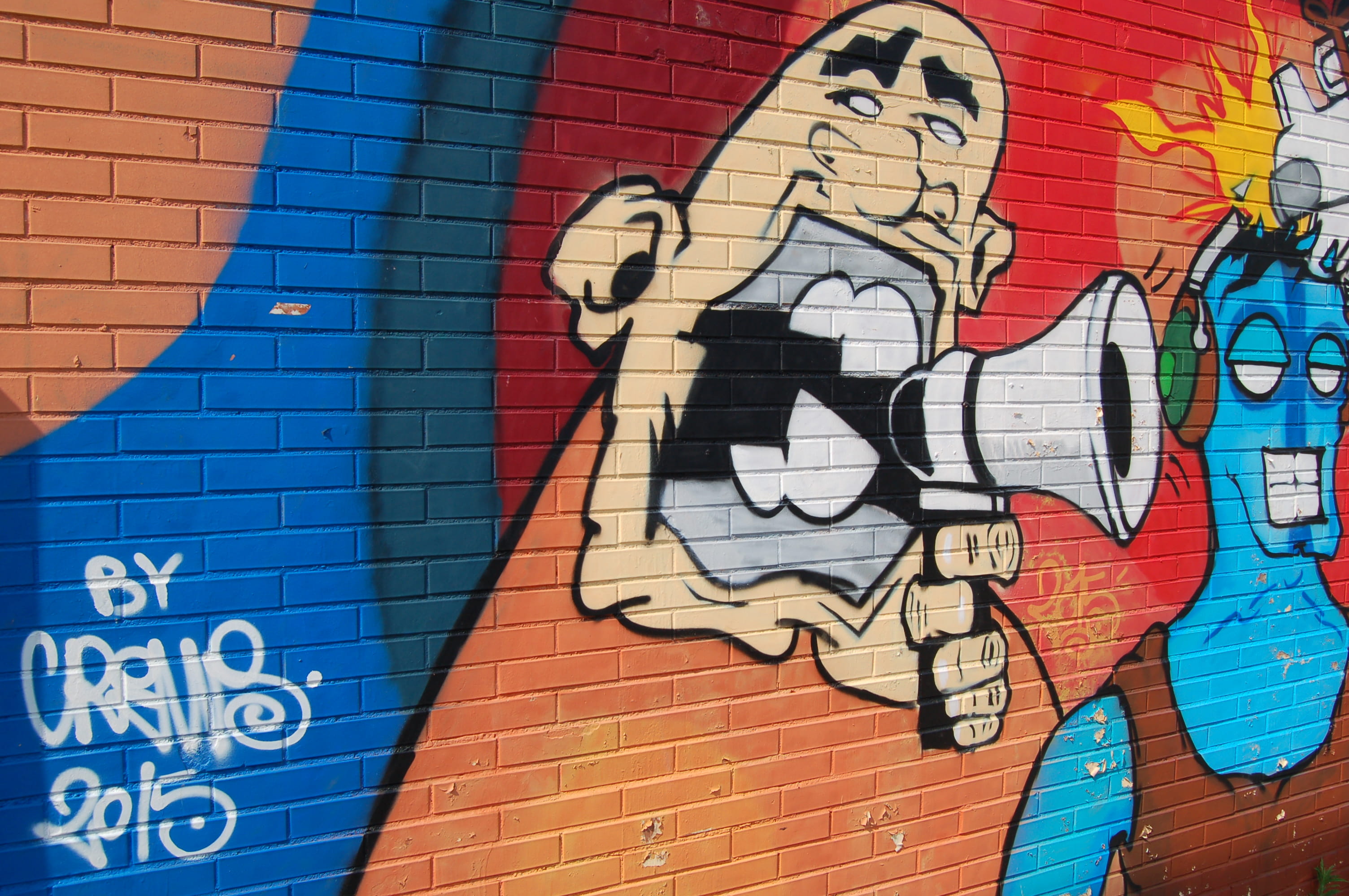 mural, holding, caricature, wall street art in a public place, wall - building feature, human representation, pattern, built structure, day, creativity, HD Wallpaper