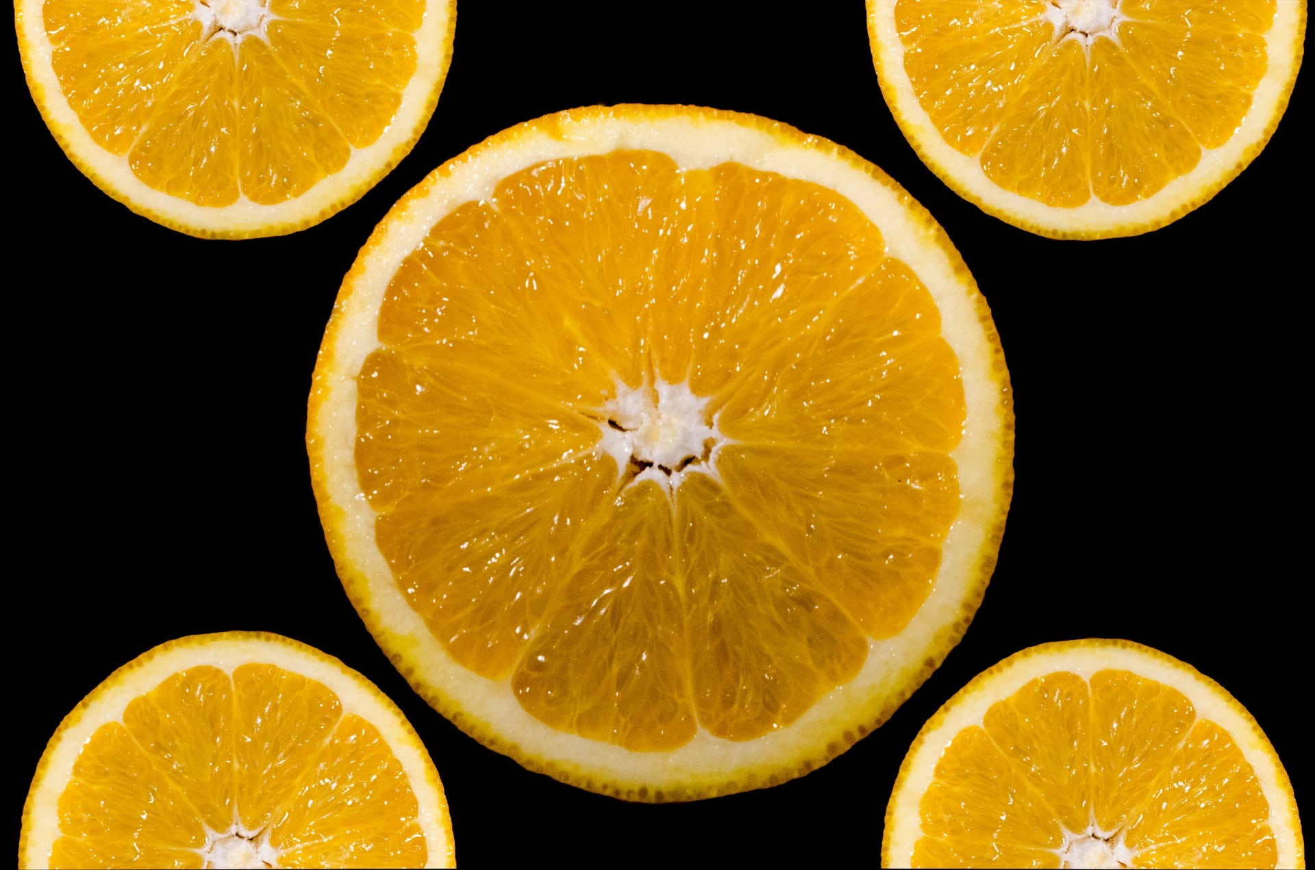black background, isolated, sliced, exotic, group, orange, dessert, close-up, drop, macro, food, citrus fruit, color, orange - fruit, green, healthy eating, HD Wallpaper