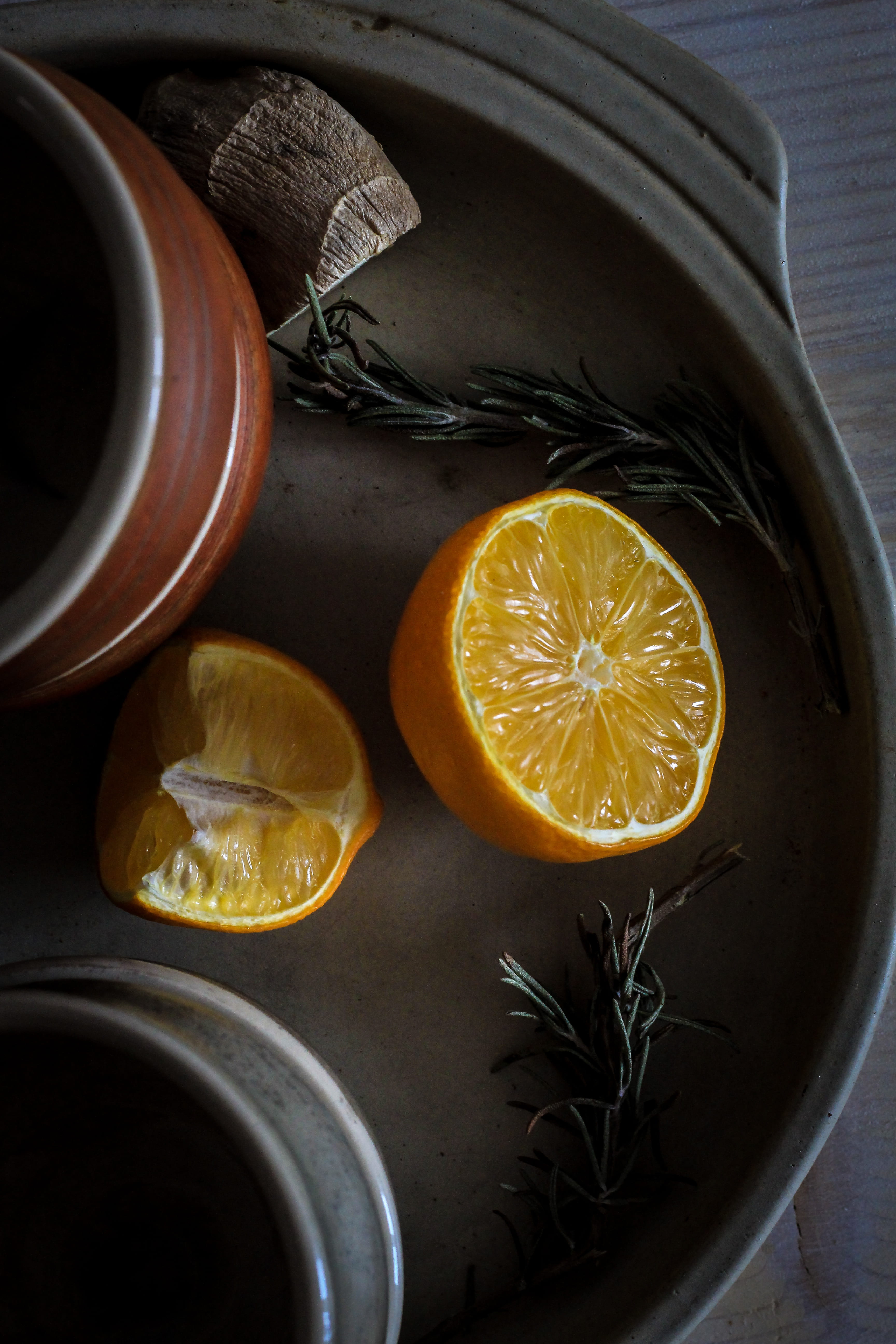 food and drink, no people, photo, tray, orange - fruit, citrus fruit, orange, glass, still life, segment, food, high angle view, rosemary, indoors, close-up, Phone HD Wallpaper