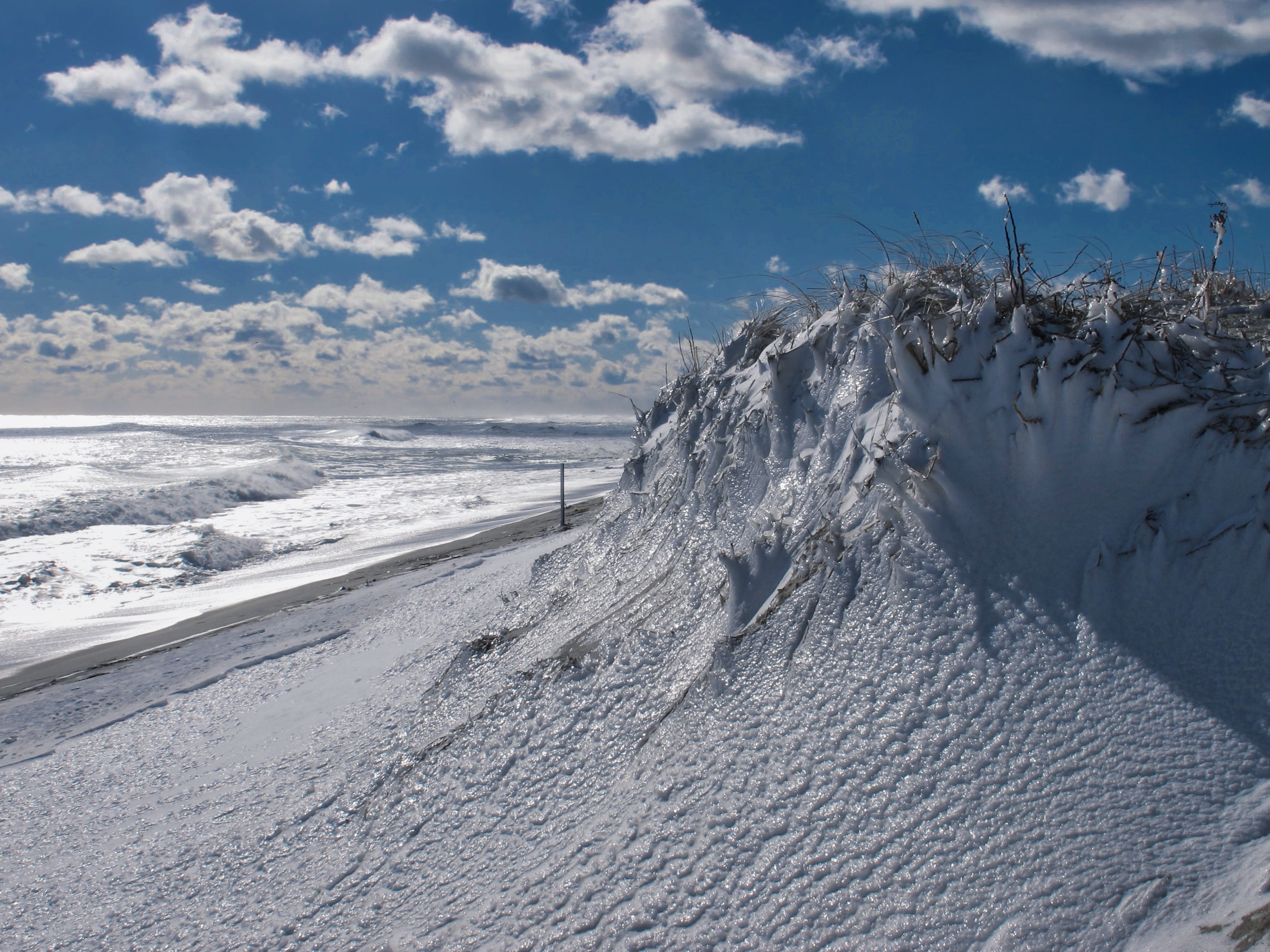 nobody, cloud - sky, non-urban scene, environment, cold temperature, winter, outdoors, sky, scenics, blue, snow, powder snow, Nature, 2K, clouds, sun, HD Wallpaper