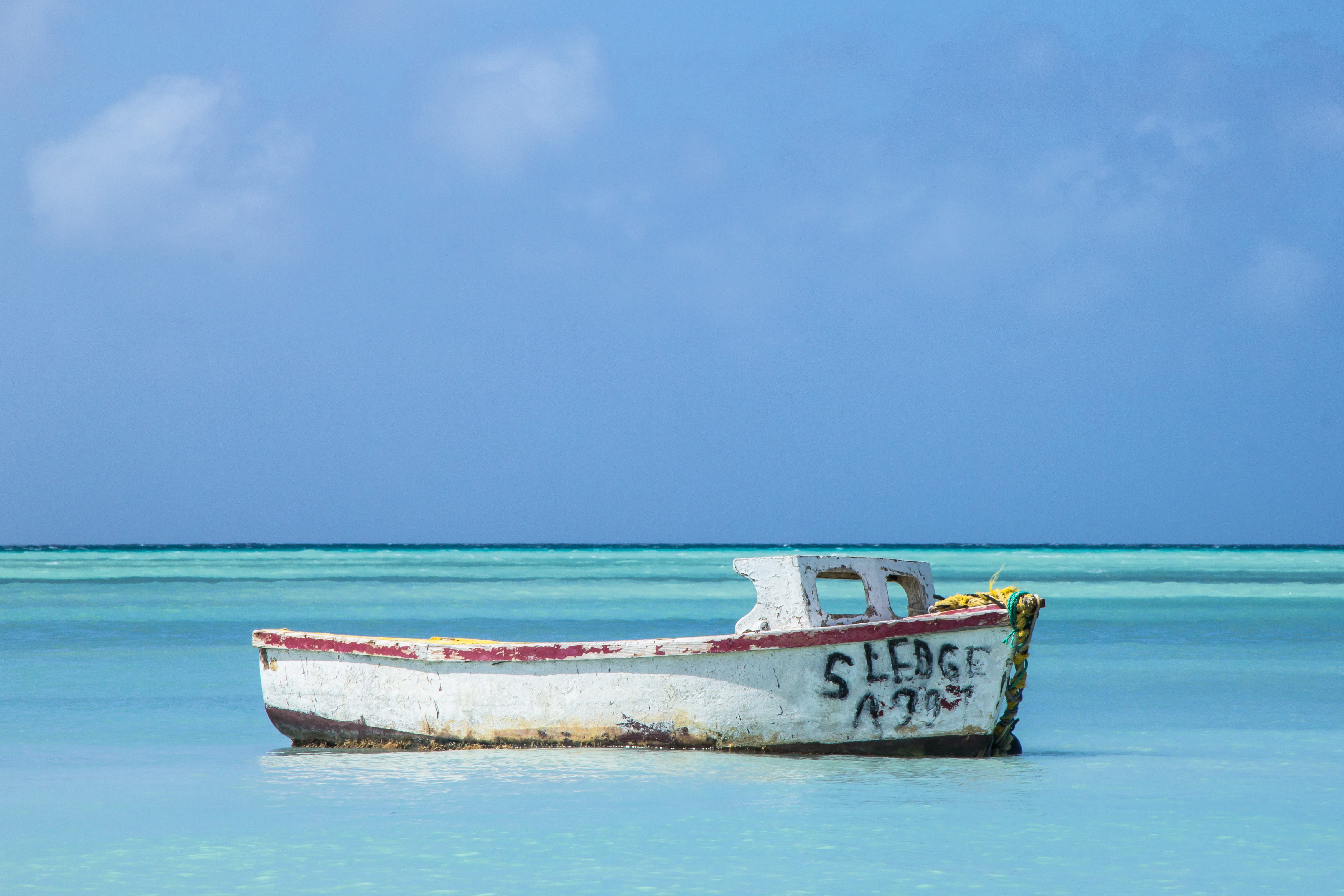 no People, blue, horizon, transportation, vacations, turquoise colored, water, seascape, fishing boat, sand, summer, copy space, coast, nature, red, nautical Vessel, HD Wallpaper