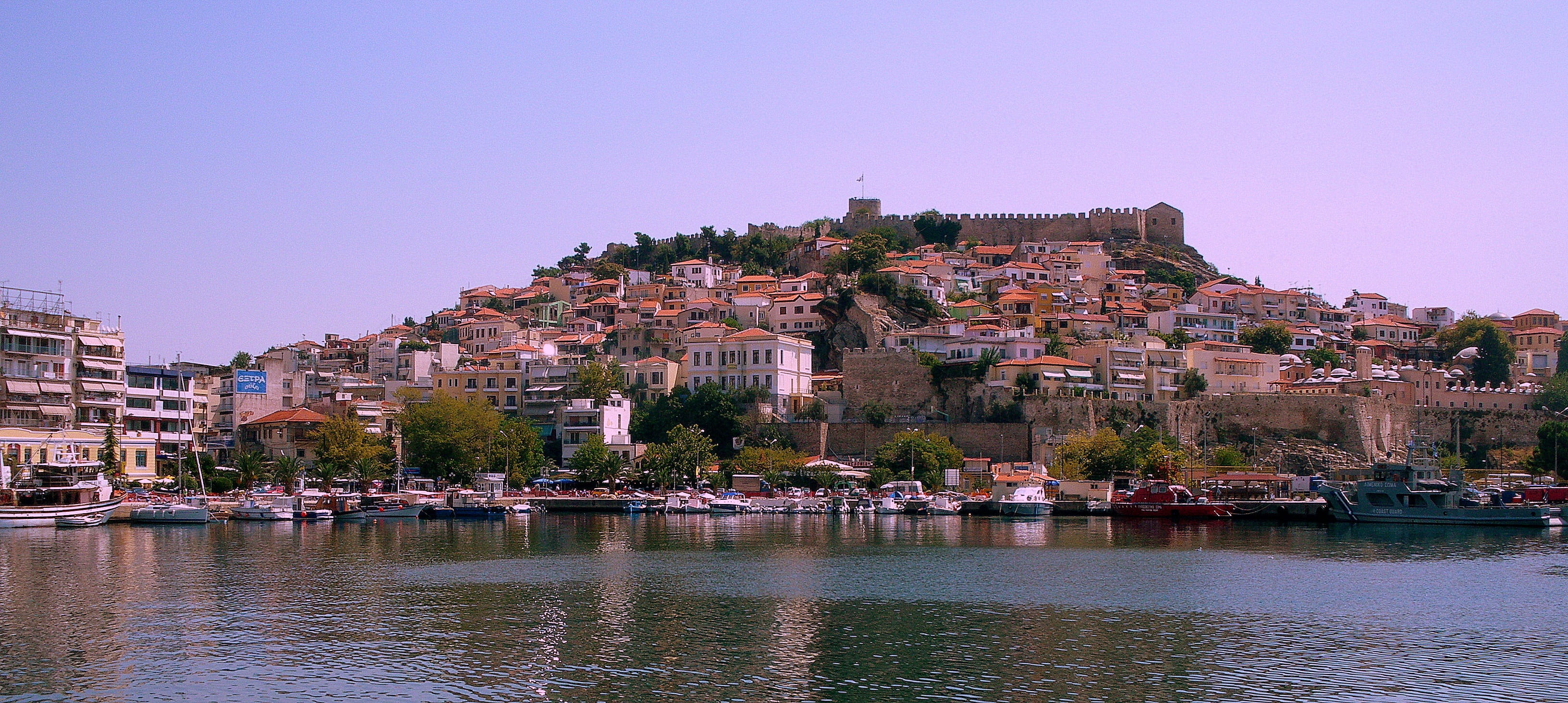 2K, cityscape, castle, kavala, tourism, environment, nautical vessel, port, house, landscape, no people, building exterior, building, residential district, HD Wallpaper