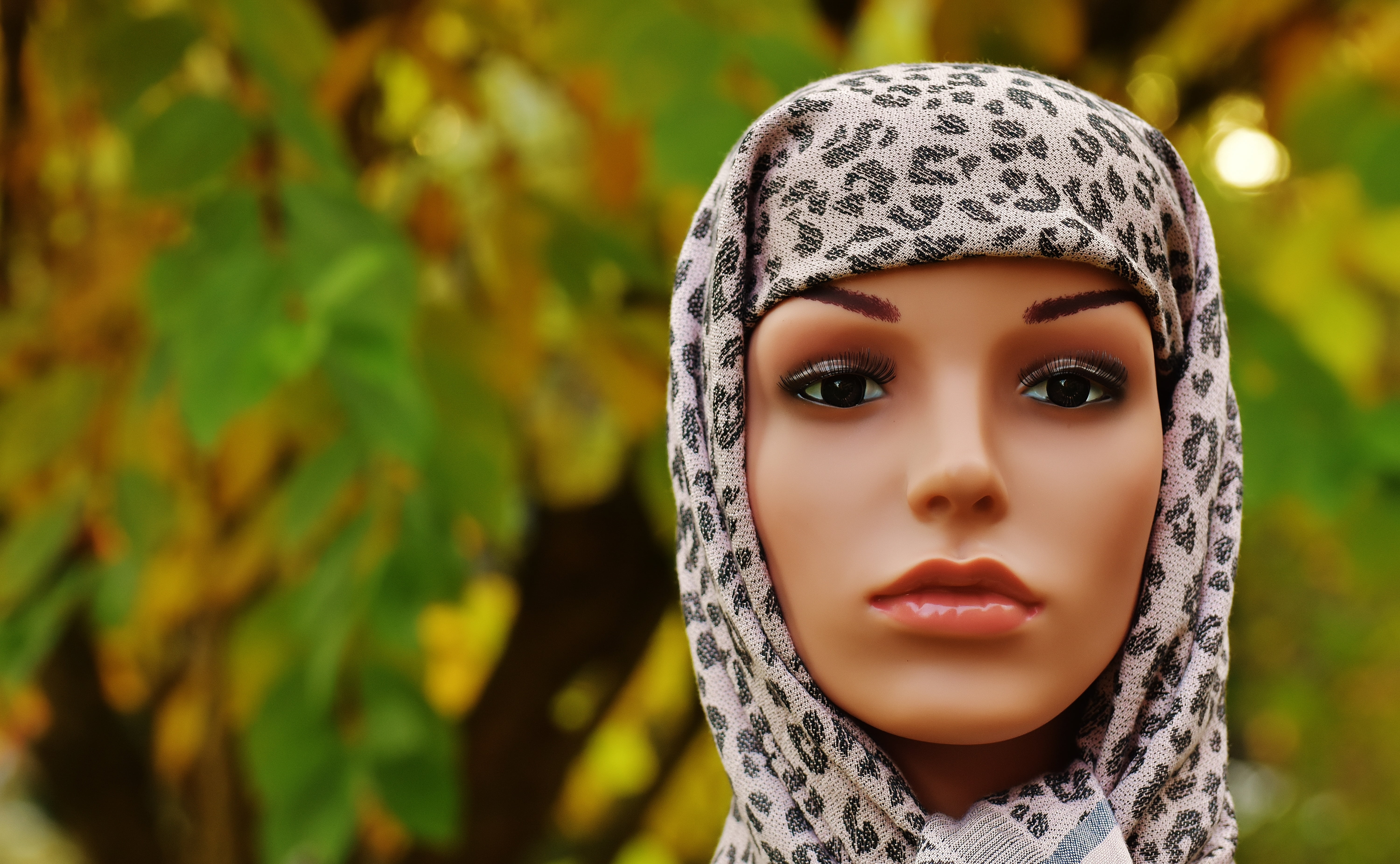 dekokopf, outdoors, beauty, display dummy, doll, head, headscarf, day, photography, women, female, tree, nature, young woman, body part, innocence, 5K, HD Wallpaper