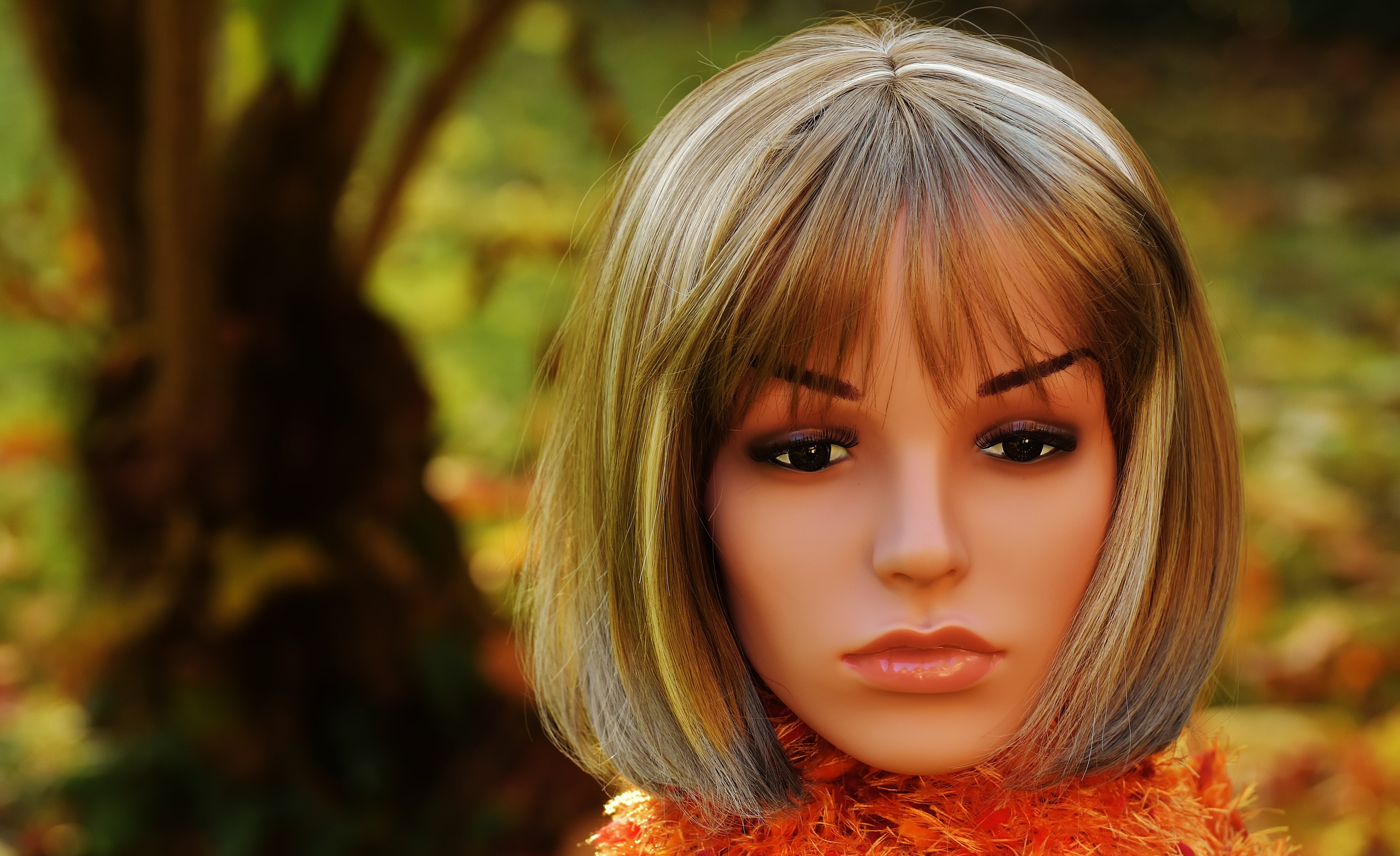 shooting, eyes, photography, hair, mannequin, girl, female, pretty, young woman, looking at camera, blond hair, beautiful woman, melted, make-up, wig head, HD Wallpaper