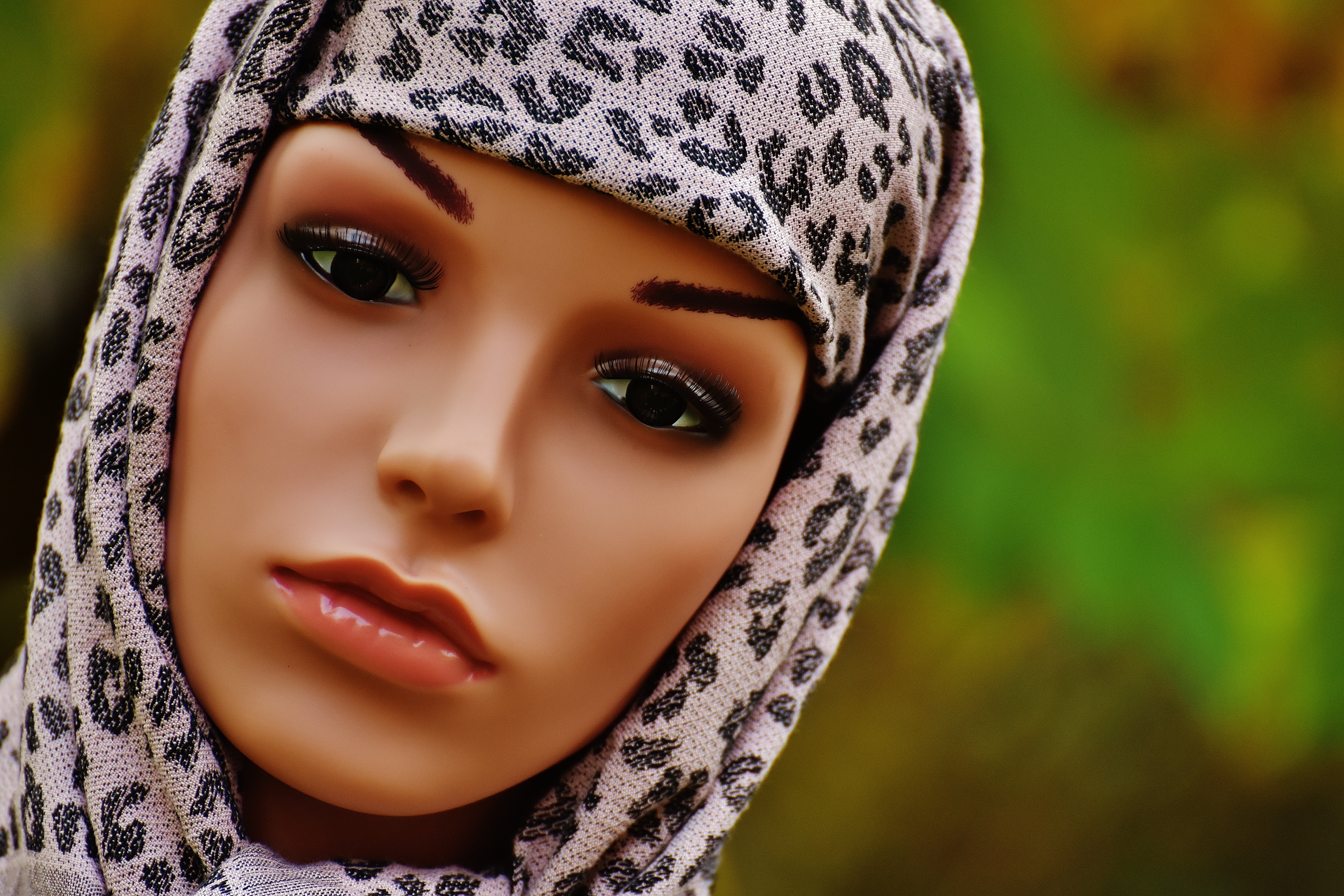 young woman, doll, women, young women, eyeshadow, wig head, mannequin, headscarf, shooting, dekokopf, young, head, female model, front view, young adult, HD Wallpaper