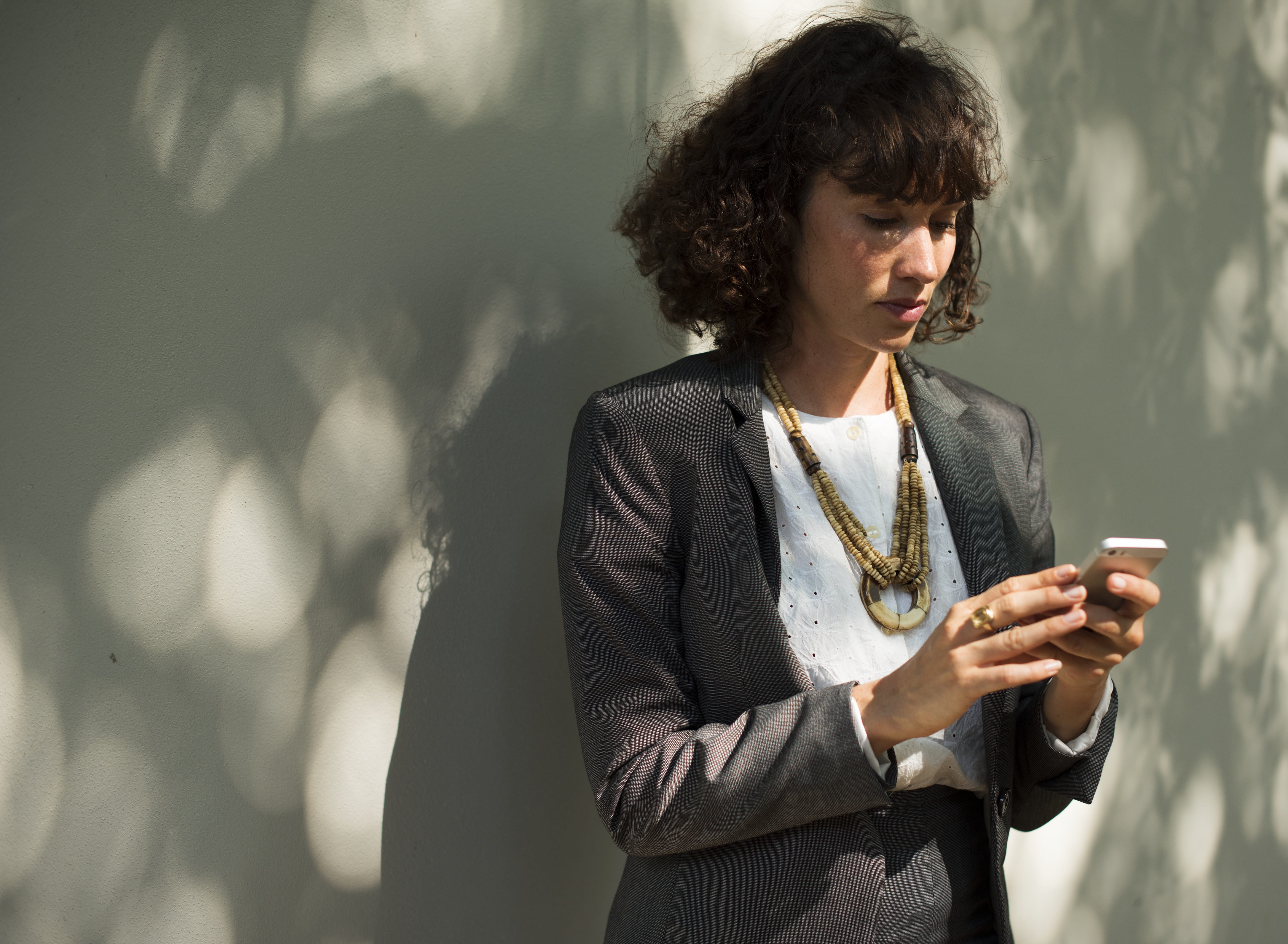 suit, wireless technology, communication, mobile phone, standing, looking, hair, curly hair, outdoors, telephone, one person, hairstyle, connection, online, HD Wallpaper