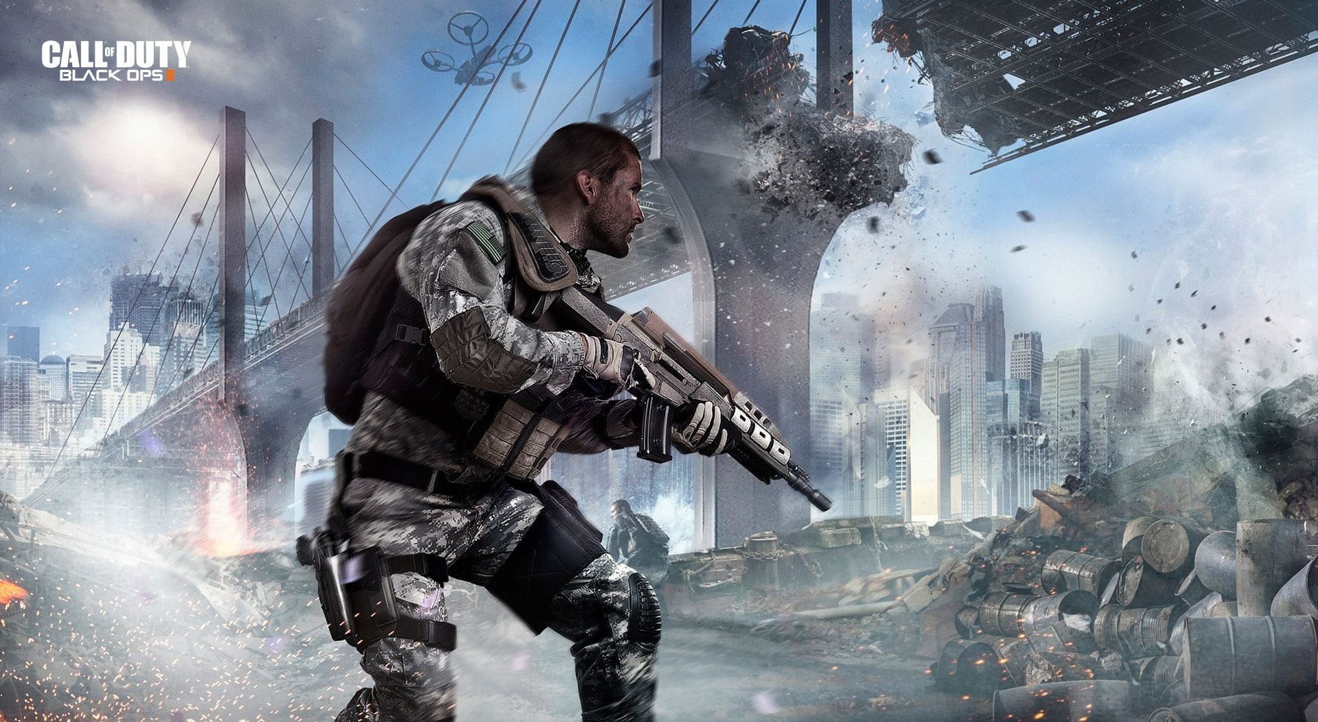 gun, black ops 2, communication, office building exterior, black, built structure, adult, clothing, young adult, government, heroes, military, Call Of Duty, HD Wallpaper