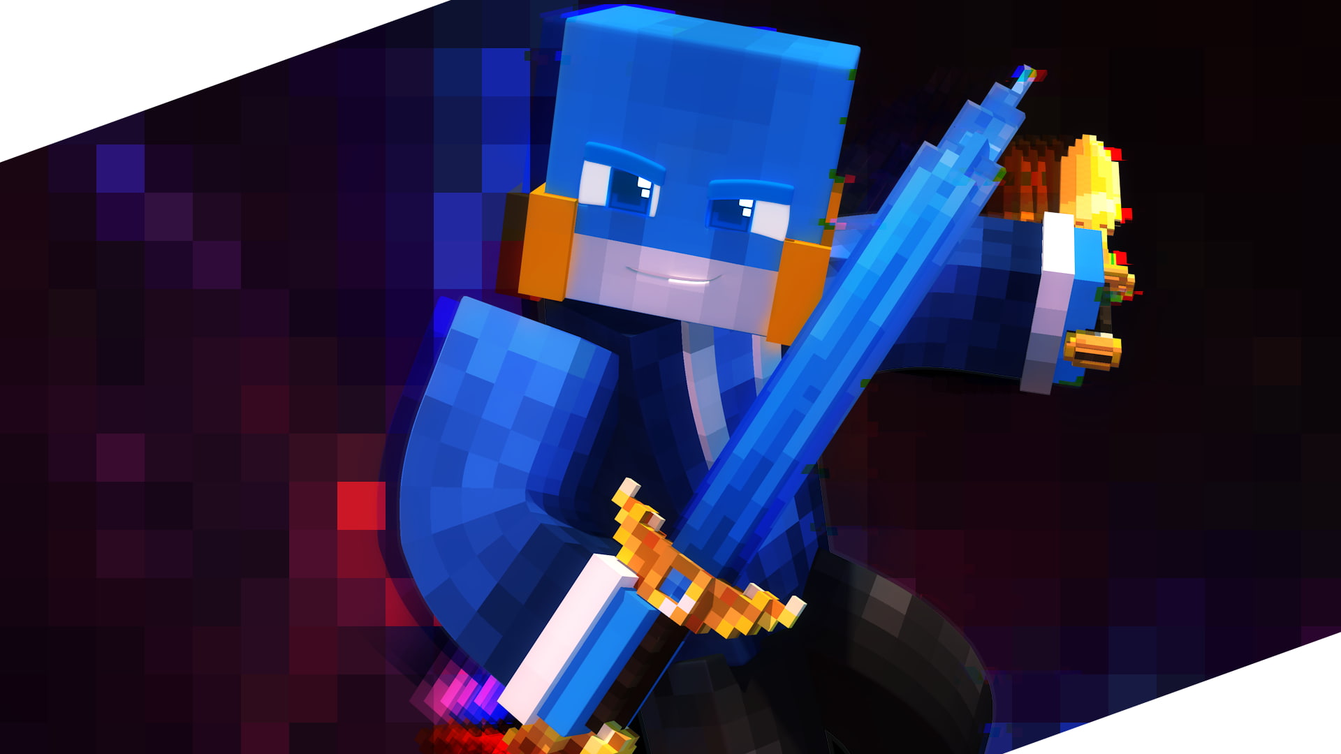 1080P, Minecraft, blue, sword, HD Wallpaper