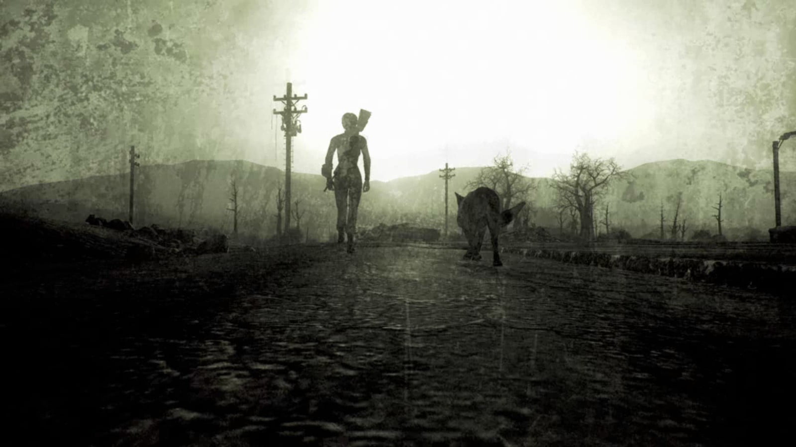 nature, men, tree, forest, sky, rear view, togetherness, 720P, fog, Fallout 3, childhood, plant, people, person, artwork, full length, standing, outdoors, HD Wallpaper