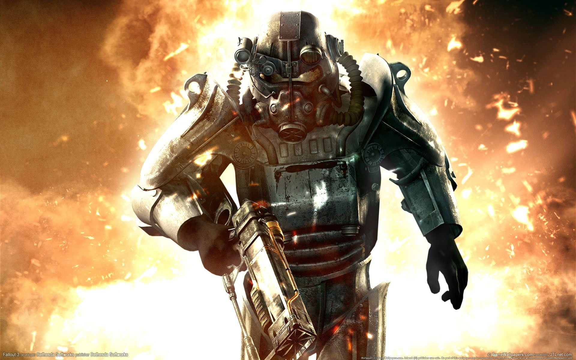 sunset, government, video games, nature, fire - natural phenomenon, military, flame, robot, security, fire, Fallout 3, protective workwear, safety, risk, HD Wallpaper