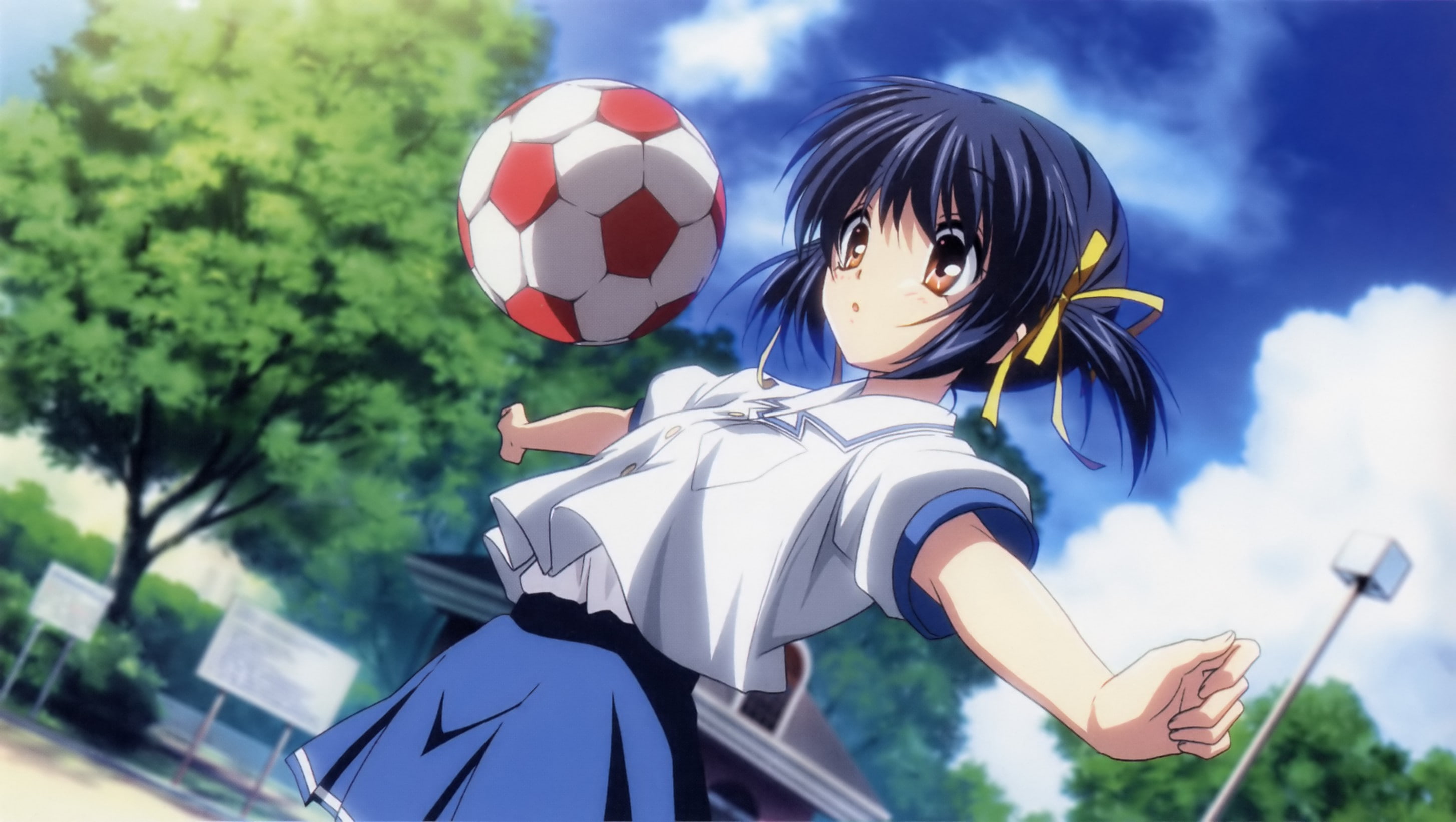 team sport, real people, sports uniform, sky, childhood, outdoors, people, child, sports equipment, playing, ball, boys, day, anime, soccer, sport, leisure activity, HD Wallpaper
