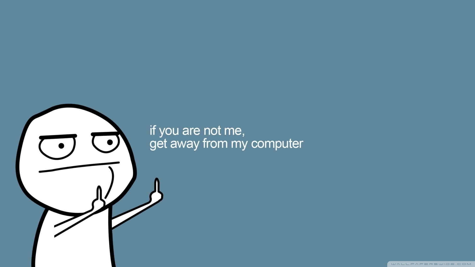 copy space, 1080P, Away, blue, computer, adult, human representation, cartoon, fun, message, text, human body part, finger, hand, communication, get, one person, HD Wallpaper