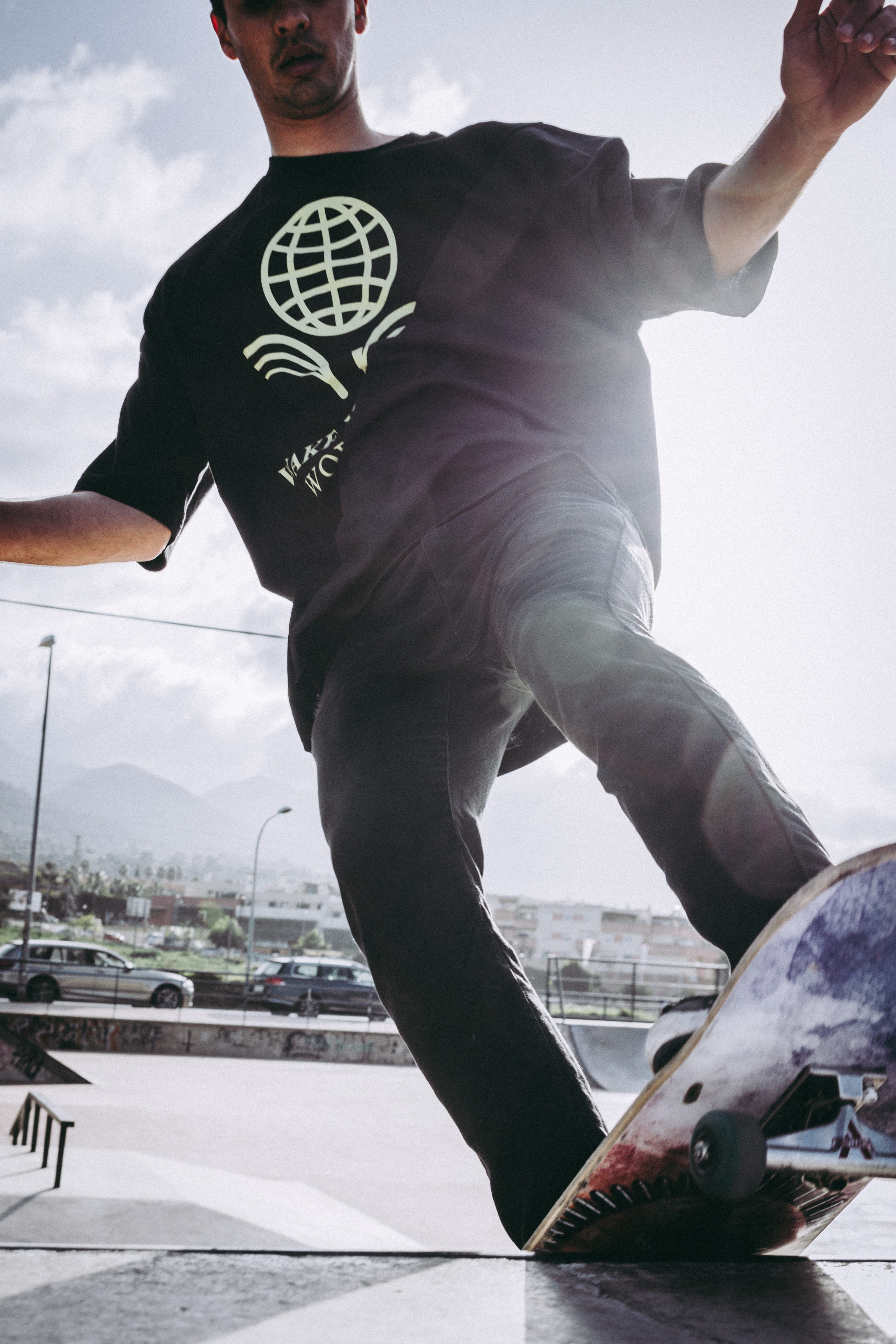 black, 5K, one person, people, logo, outdoors, human, person, architecture, car, apparel, team sport, vehicle, sport, riding, sports, skateboard, balance, Phone HD Wallpaper