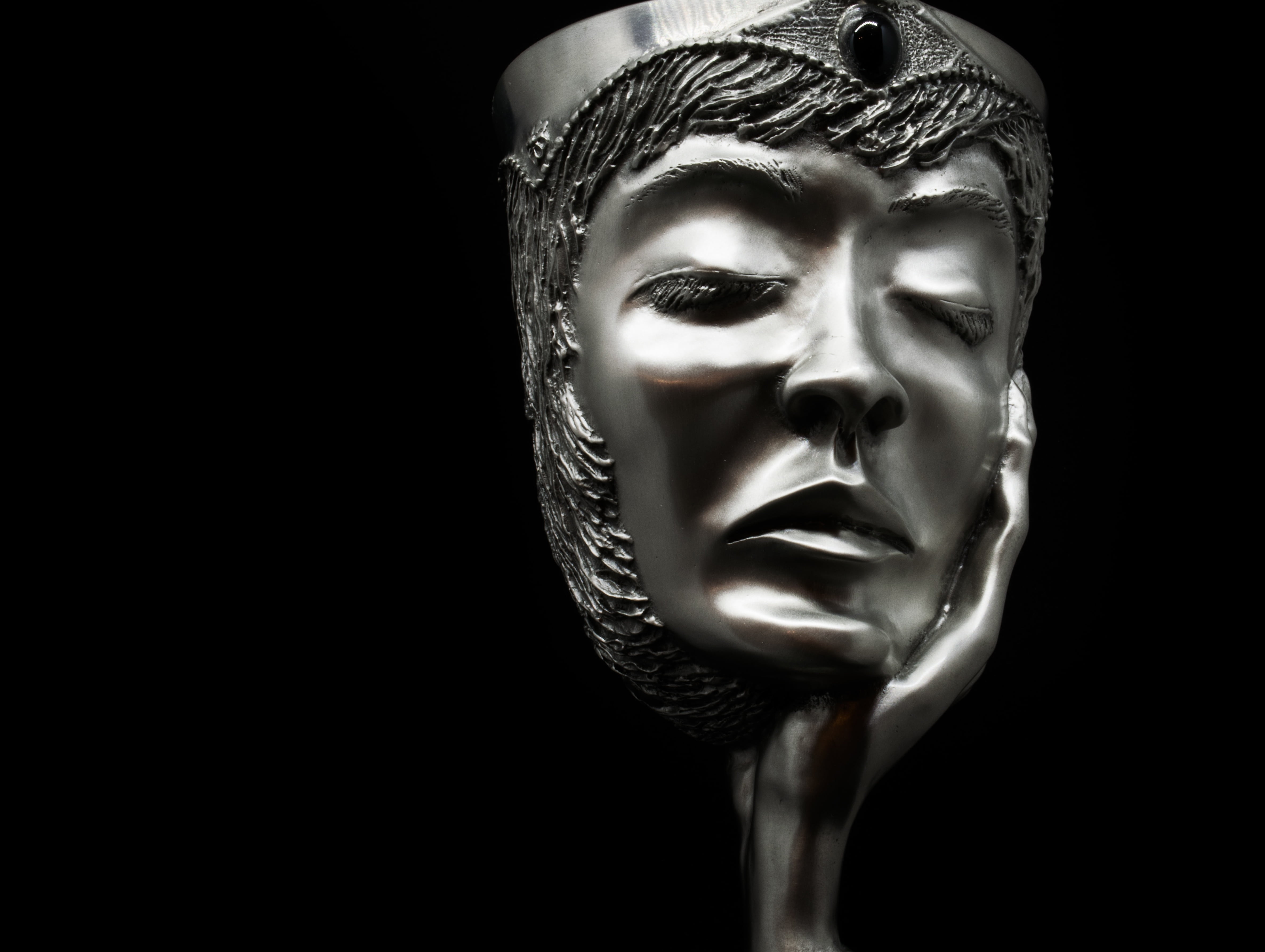 art and craft, old, human Face, religion, human representation, goblet, culture, craft, silver, male likeness, statue, body part, studio shot, pewter, close-up, HD Wallpaper