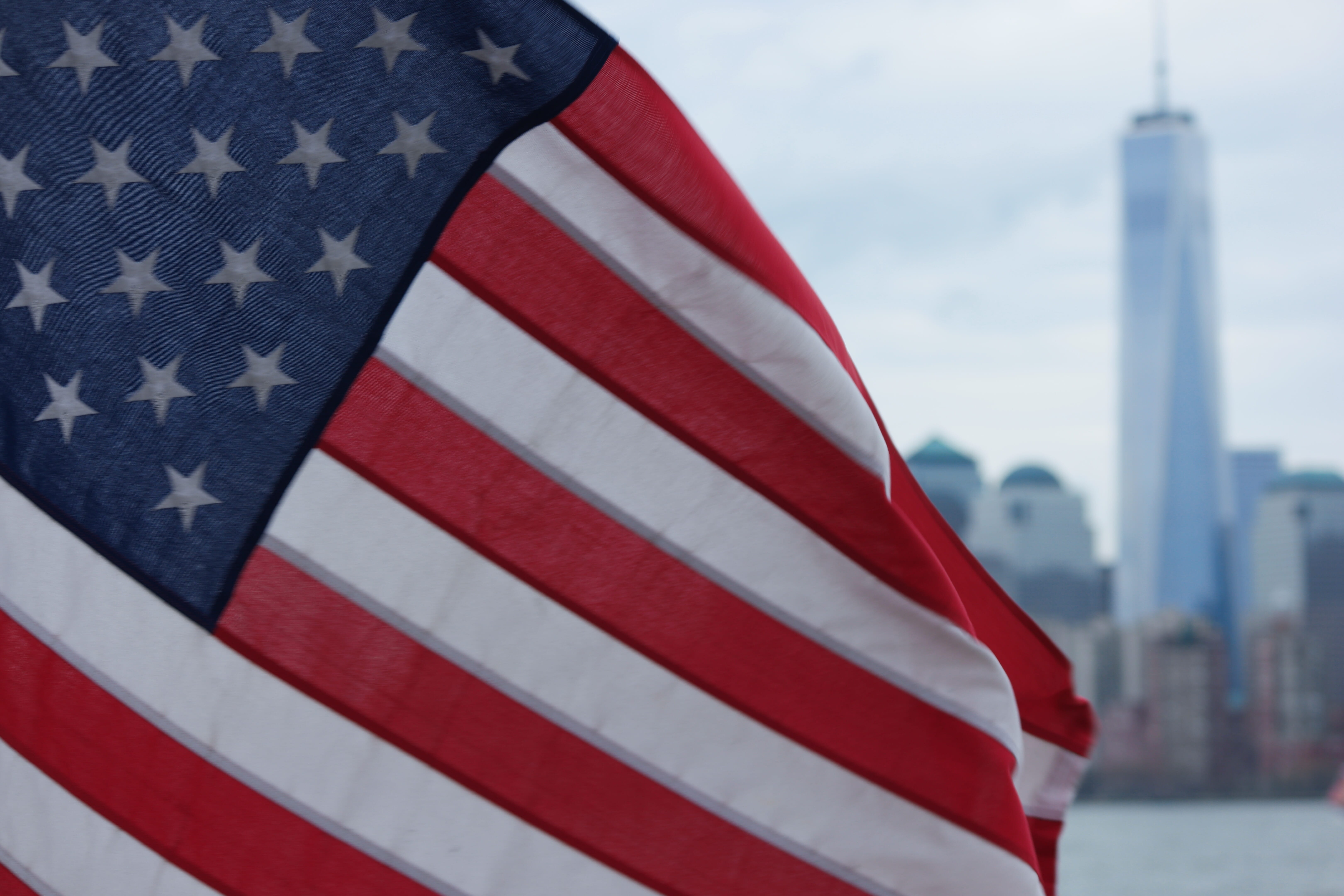 business, patriotism, focus on foreground, new york skyline, star shape, 5K, patriotic, building, city, dom tower, shape, red, architecture, manhattan, HD Wallpaper